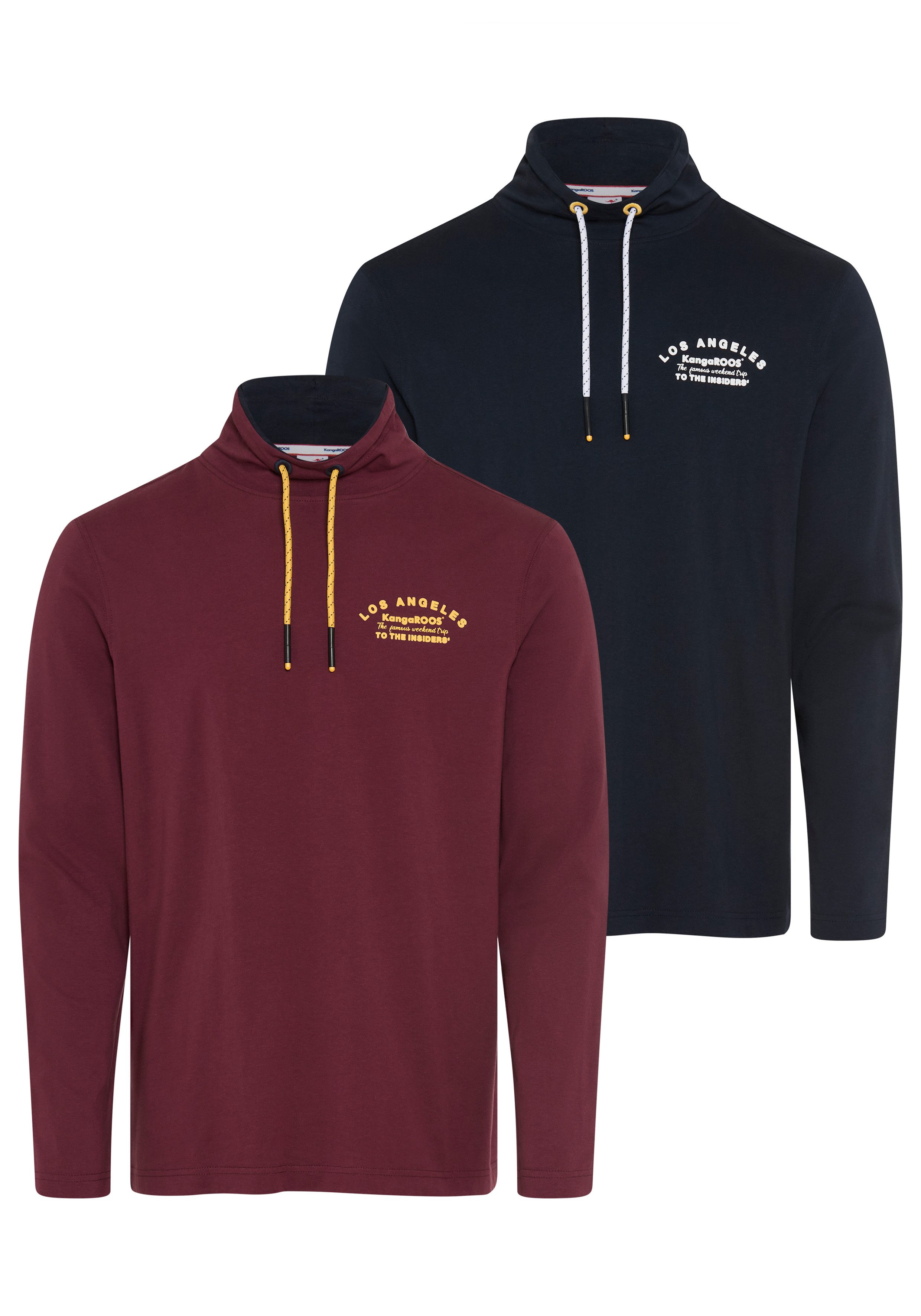 KangaROOS Langarmshirt mit hoch geschlossenem Ausschnitt, normale Passform, aus Single Jersey
