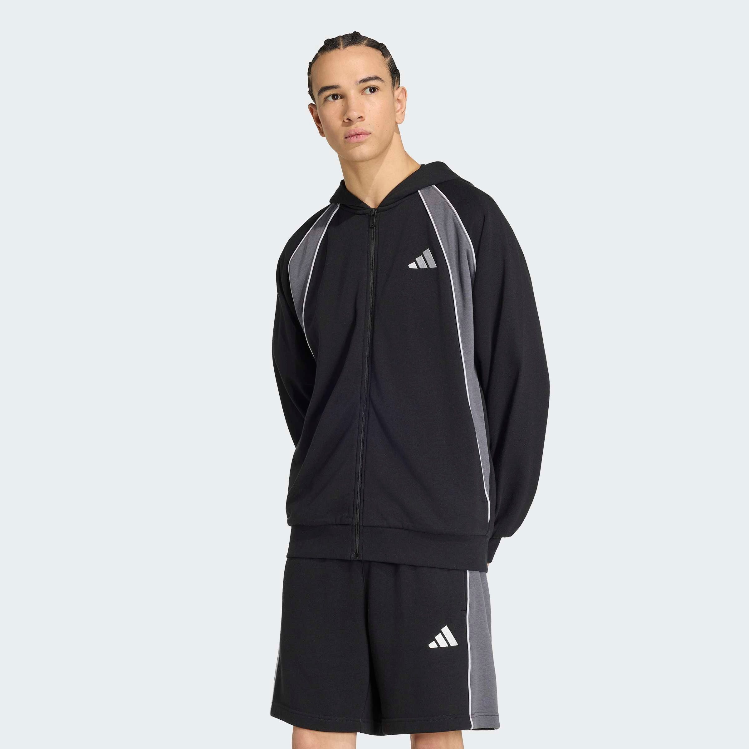 adidas Sportswear Kapuzensweatshirt SEASONAL ESSENTIALS COLOUR BLOCK FRENCH TERRY FULL-ZIP HOODED TRACK