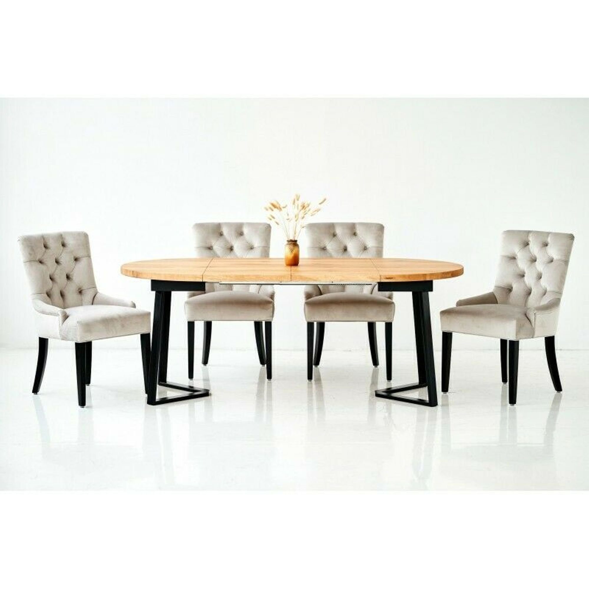Lehnstühle Gruppe 6 Stühle Essgruppe, Chesterfield Stuhl Design Esszimmer Holz + Tisch JVmoebel Sitz