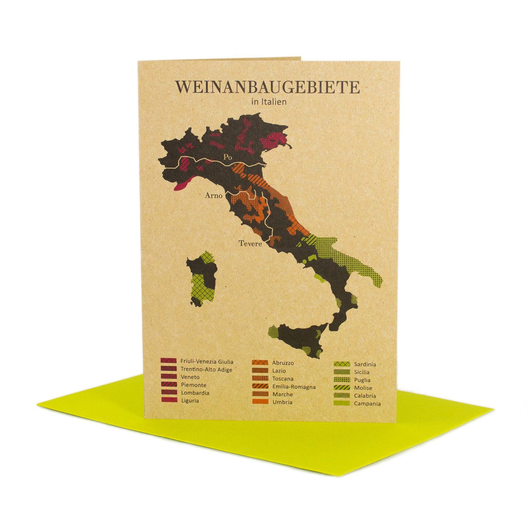 Bow & Hummingbird Grußkarte Grußkarte Weinanbau in Italien