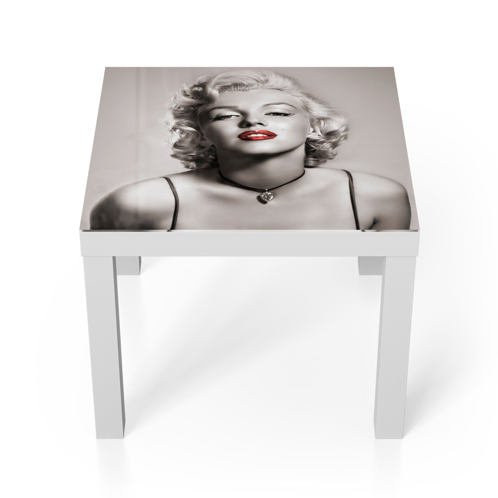 DEQORI Couchtisch 'Elegante Marilyn Monroe', Glas Beistelltisch Glastisch modern Weiß