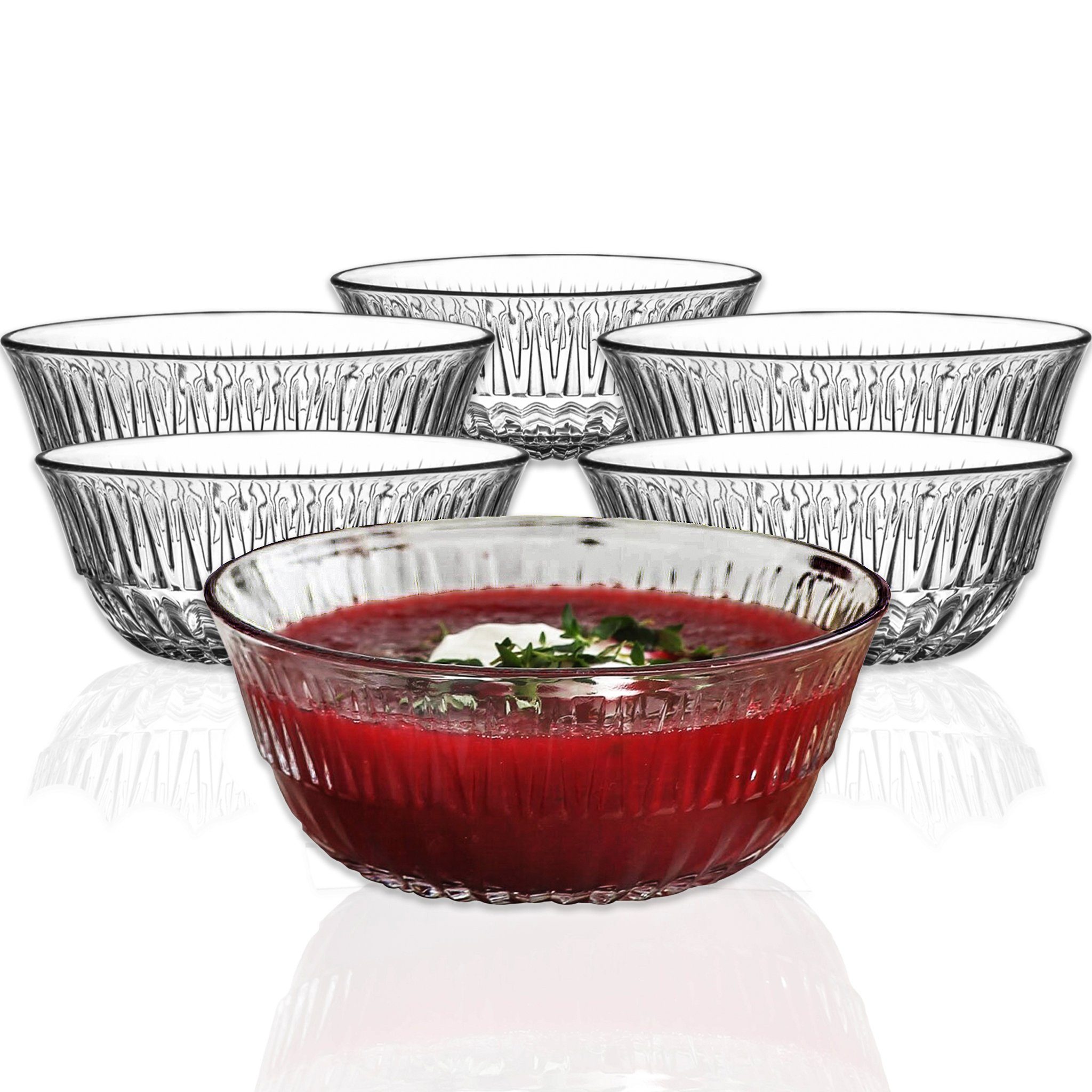LAV Dessertschale Alinda Glasschalen - 215 ml (7 1/4 oz) - 6er Set, Glas, (6er-Set, 6-tlg), Facettenschliff, ideal für Desserts, Dips, Snacks