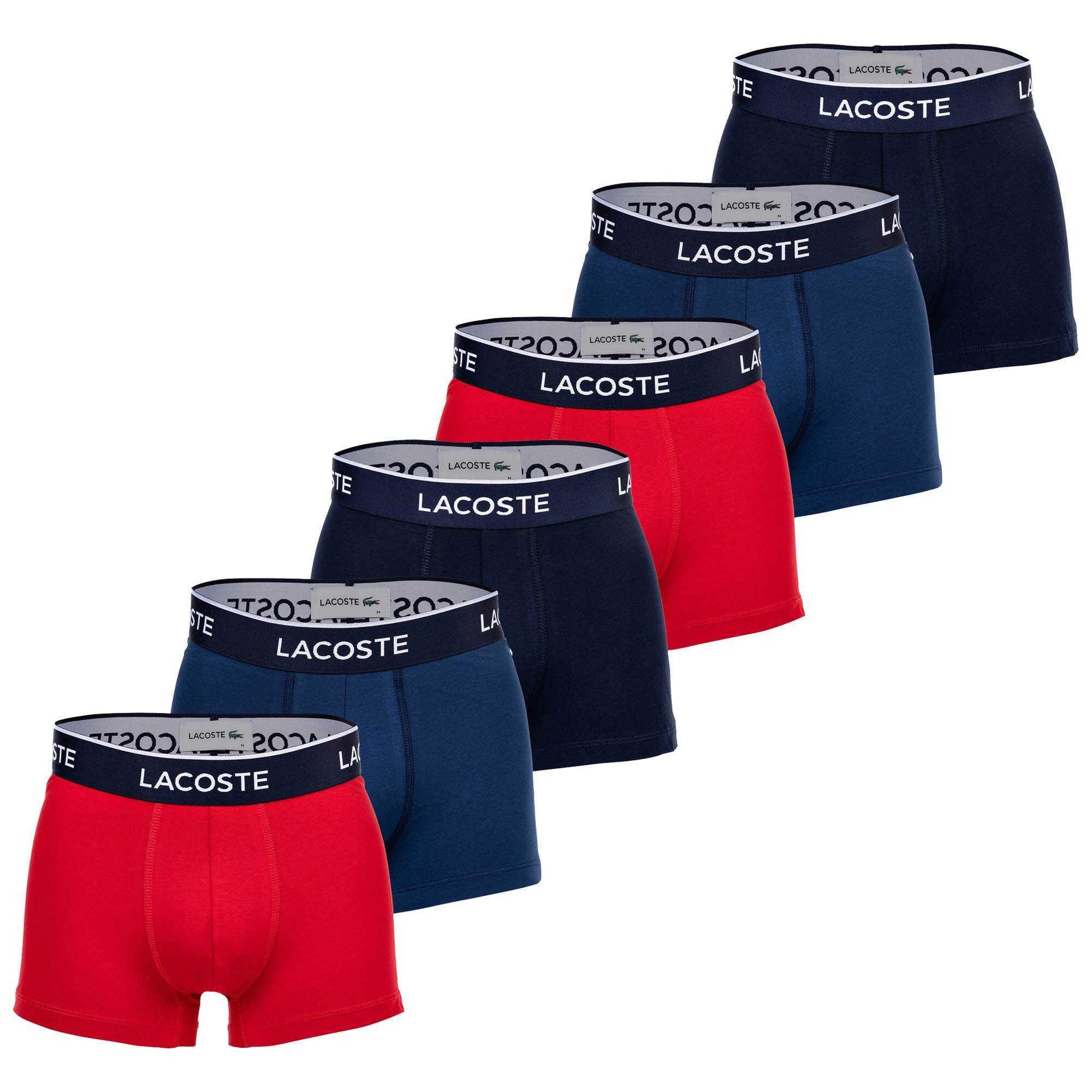 Blau/Rot Boxershorts, Lacoste Pack Trunks, Boxer - 6er Herren Casual