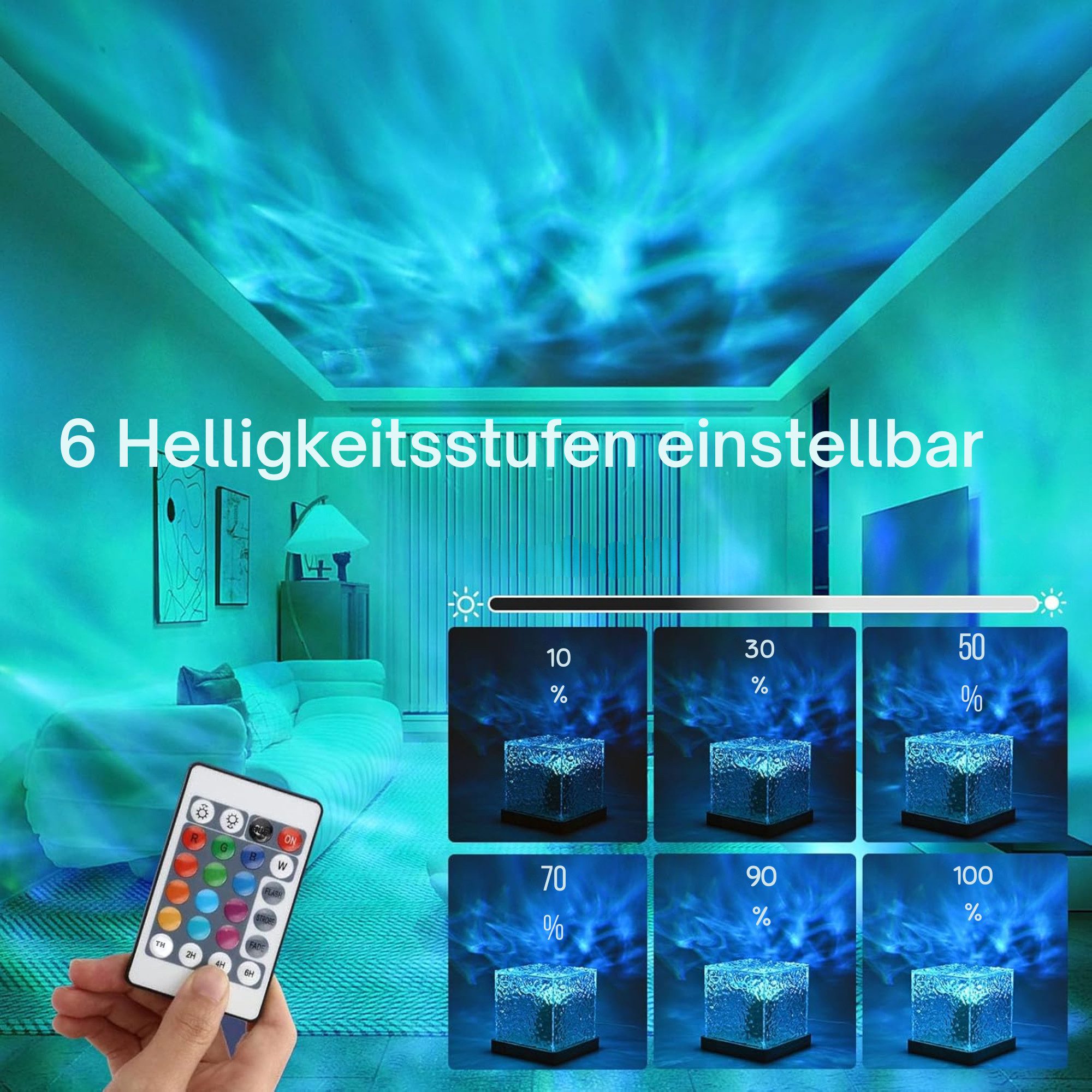 Vivitar LED Nachtlicht Sternenhimmel Projektor mit Fernbedienung, 3D Galaxy Lampe 16 Farben, 16 Farben, 30 Modi, LED fest integriert, RGB, 30 Modi und Meereswellen Nachtlicht und Projektor in einem dimmbar