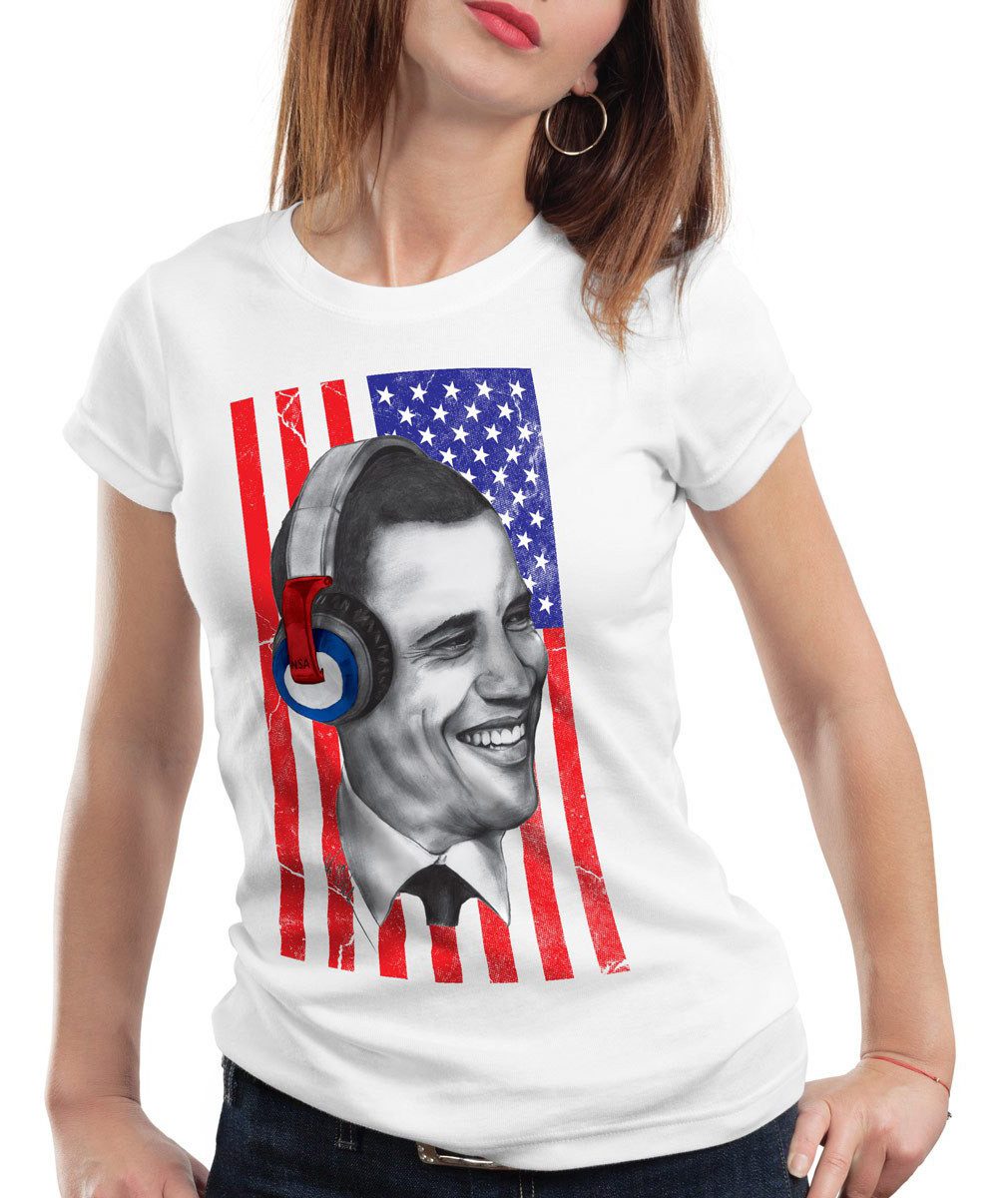 style3 T-Shirt USA NSA Records Obama unites states america stars