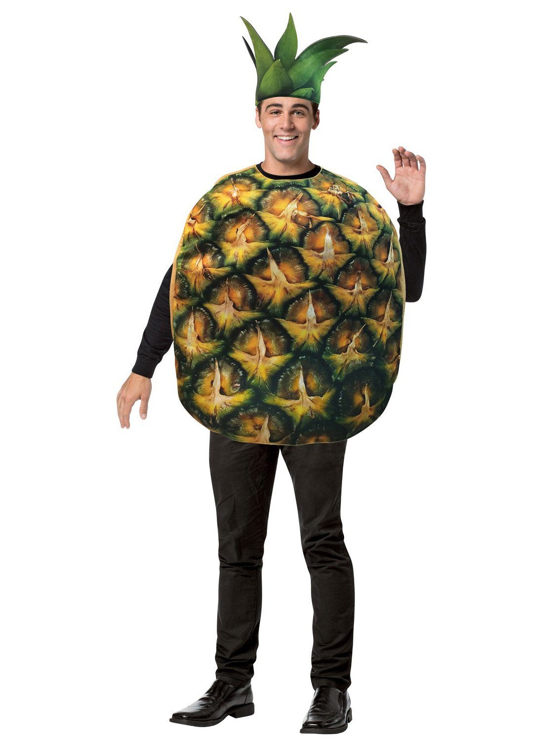 Imposta Costumes Lebensmittel-Kostüm Ananas - Obst Snack Fasching Karnevalskostüm, Fotorealistisch bedrucktes Südfrüchte-Kostüm