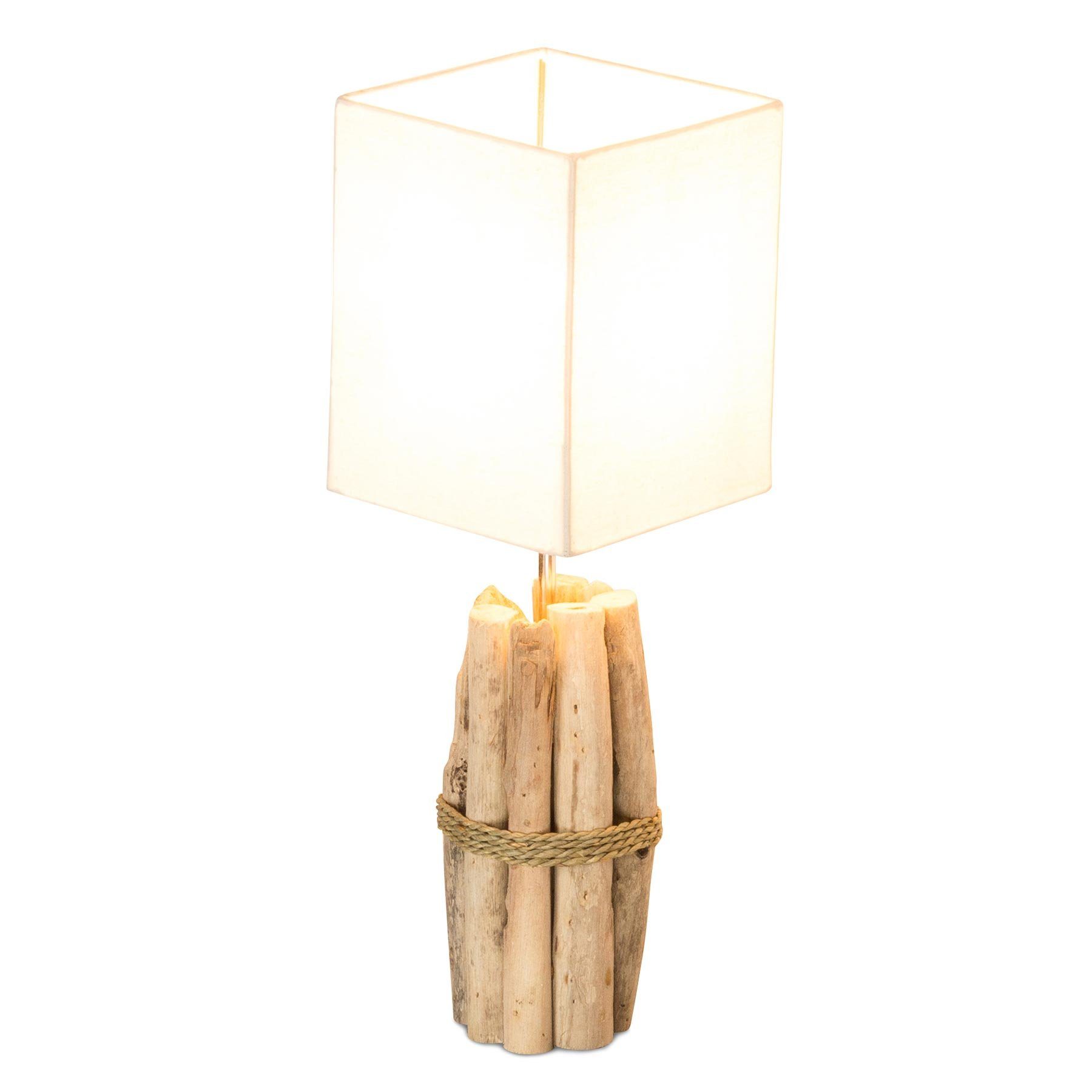 Levandeo® Nachttischlampe, Tischlampe 17x50x17cm Treibholz Tischleuchte Unikat Holz Lampe