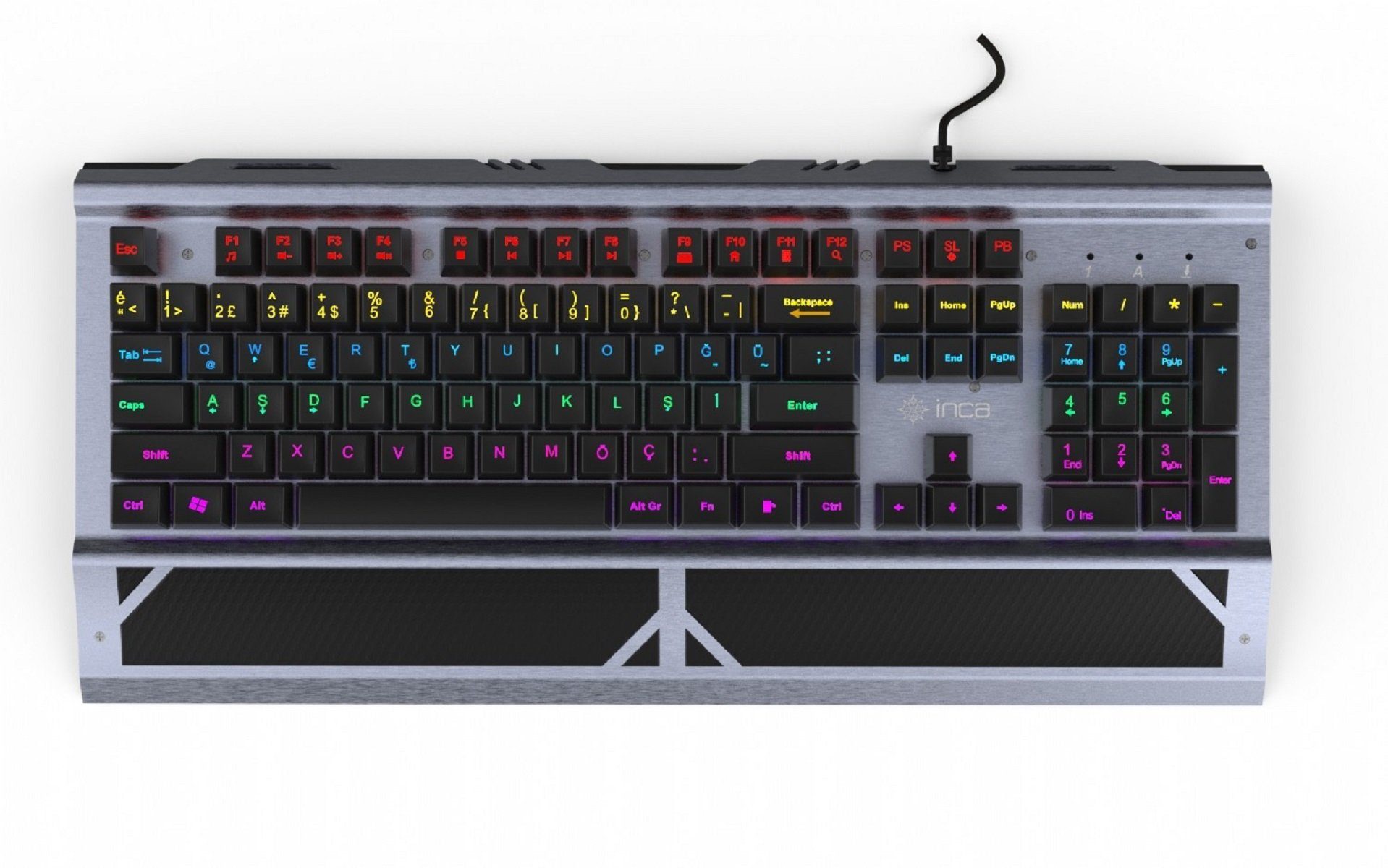 INCA IKG-444 RGB Gaming-Tastatur – 13 LED-Modi, Blaue Switches, 50 M Klicks Gaming-Tastatur (13 RGB-Beleuchtungsmodi, Blaue Switches, 50 Mio. Klicks Lebensdauer)