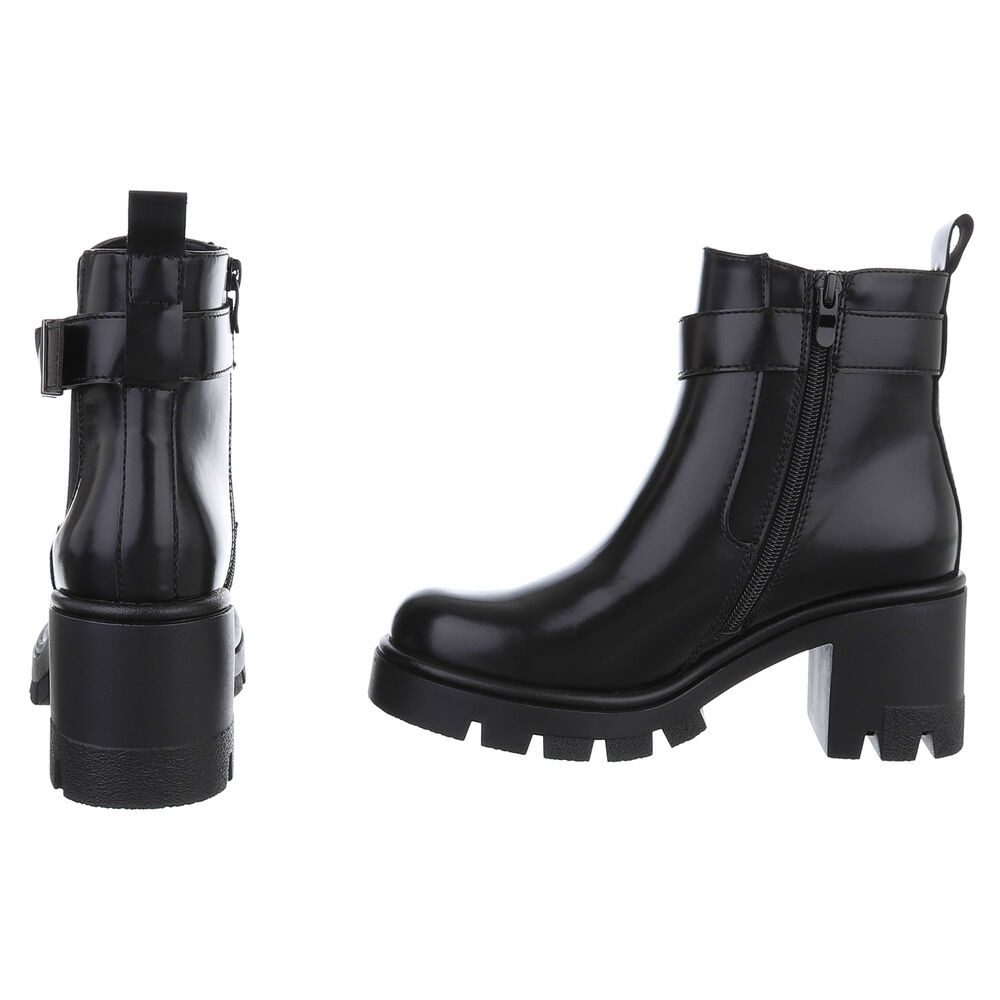 Ital-Design Elegante Chelsea Boots mit Blockabsatz für Damen Plateaustiefelette (90726881) Blockabsatz Stiefeletten in Schwarz – Bild 5 von 5