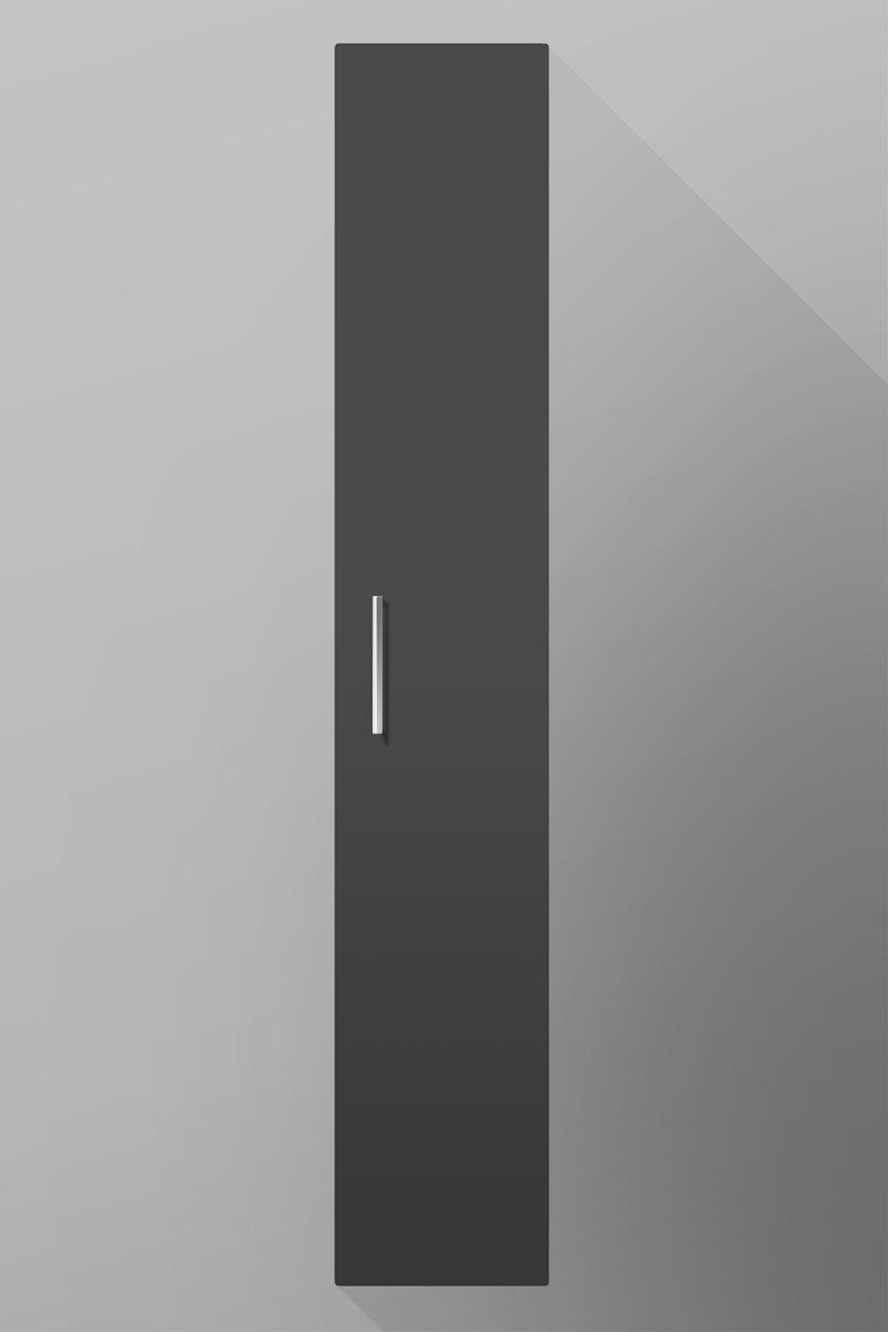 breit und Hochschrank (Matt) Tür wandhängend mit Chrom-Stangengriff hoch 1 180 Einlegeböden cm 30 5 badselekt cm Badezimmerschrank Graphitgrau mit