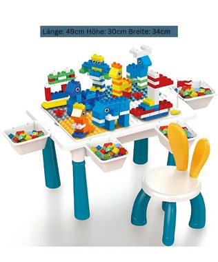 Kadii Spielbausteine Bausteine Spieltisch mit Aufbewahrung 6in1 für Kinder ab 3 Jahre, (100 St)