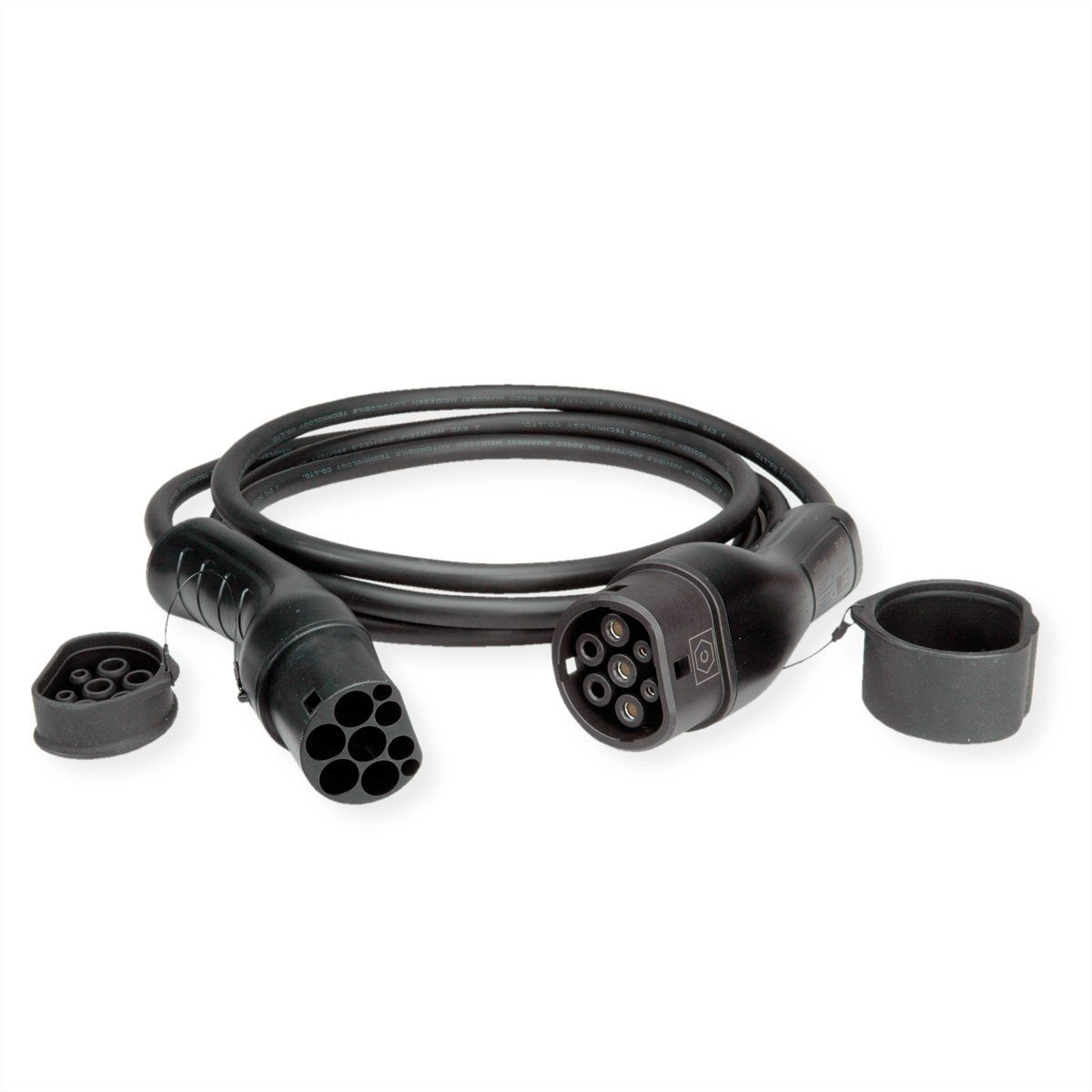 ROLINE E-Auto Ladekabel Typ2, 3-phasig Autoladekabel, IEC 62196-2 Typ 2 (VDE-AR-E 2623-2-2) Männlich (Stecker), IEC 62196-2 Typ 2 (VDE-AR-E 2623-2-2) Weiblich (Buchse) (300.0 cm), 480VAC (3P+N+E), 32 A, 22 kW