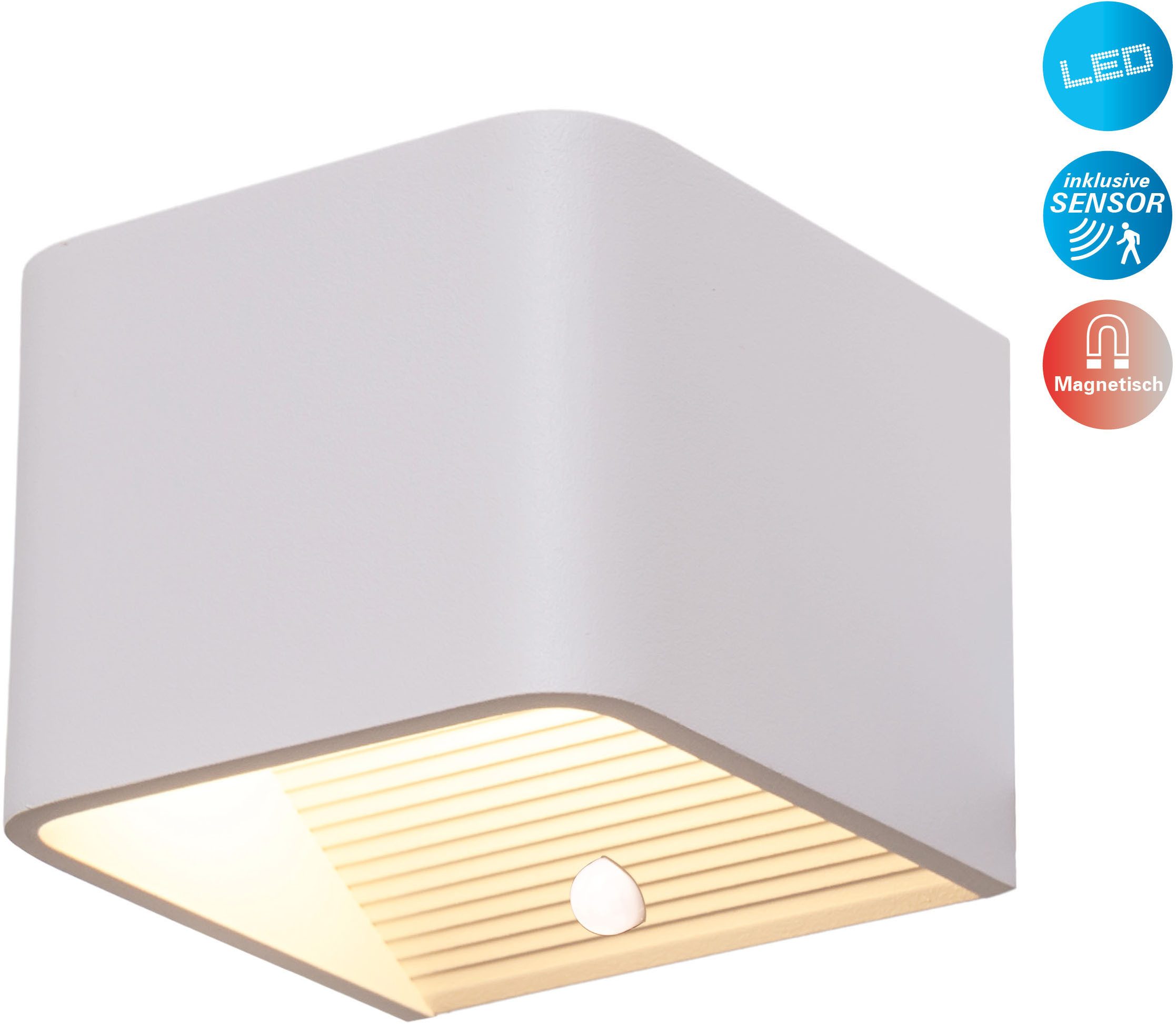 näve LED Wandleuchte Cube, Bewegungsmelder, Ein-/Ausschalter, günstig online kaufen