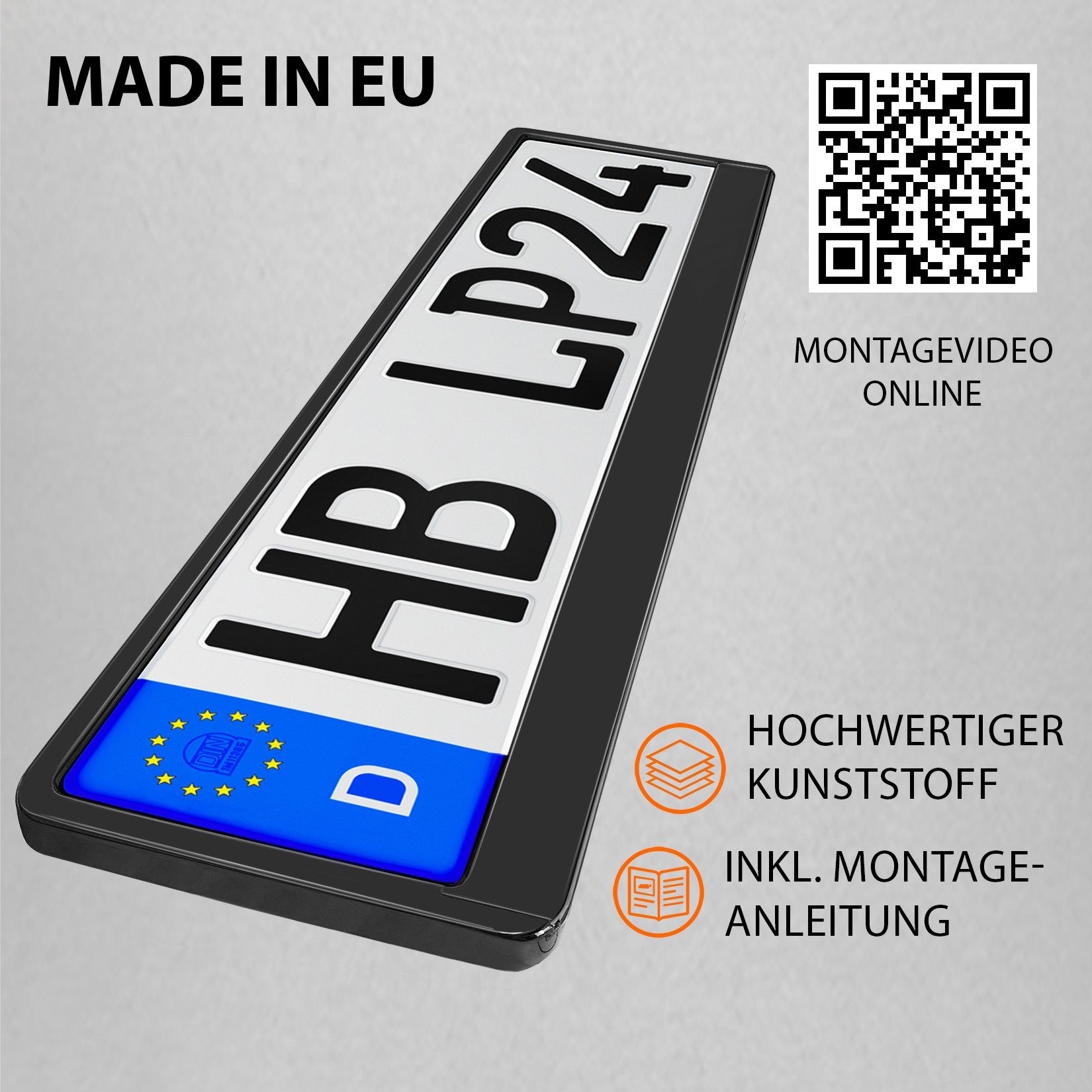 L & P Car Design Kennzeichenhalter für Auto in schwarz Nummernschild Kennzeichenhalterung, (2 Stück) – Bild 4 von 5