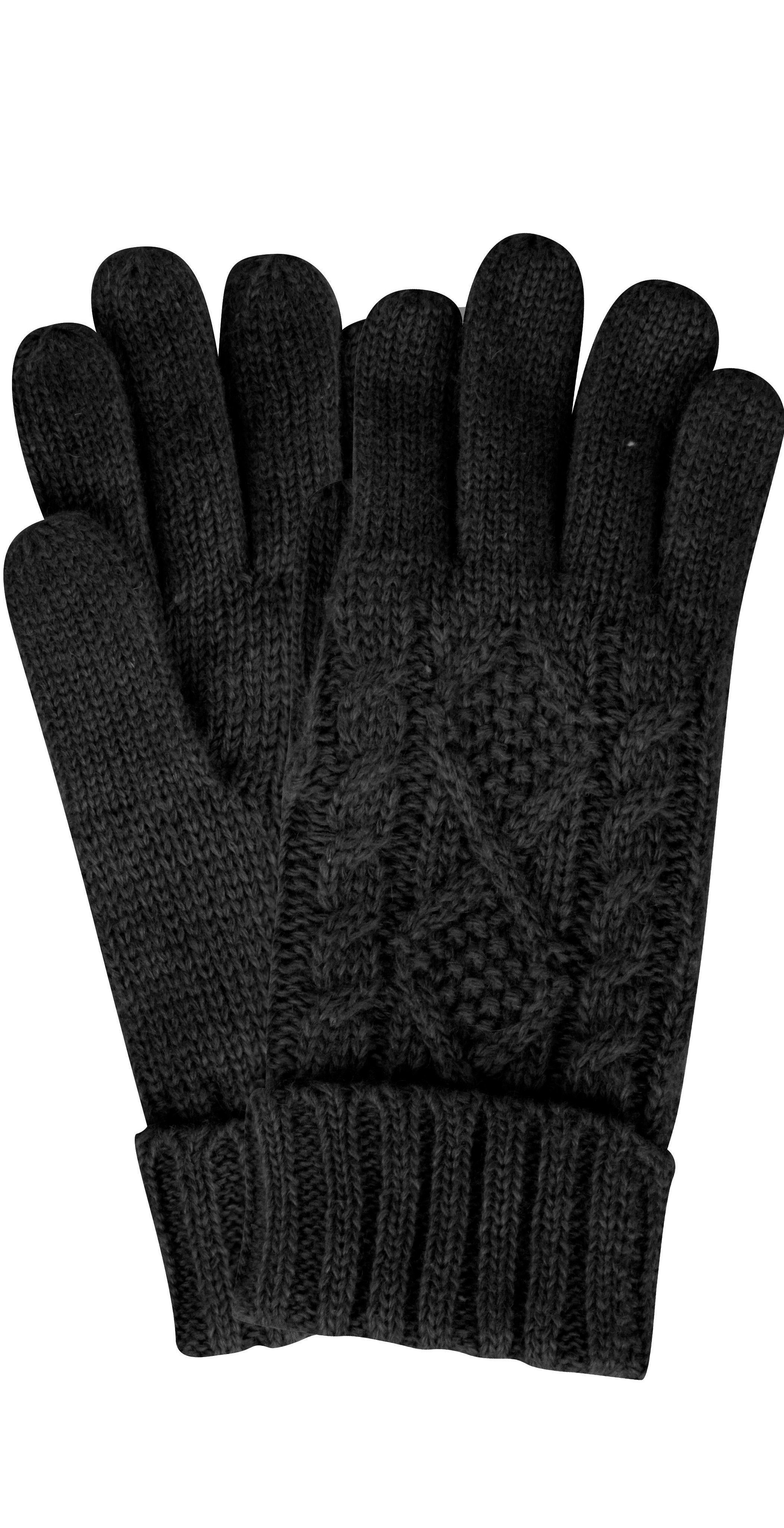 Capelli New York Strickhandschuhe (1 Paar) elegantes Zopfstrickmuster, Umschlag am Bündchen, Wollanteil