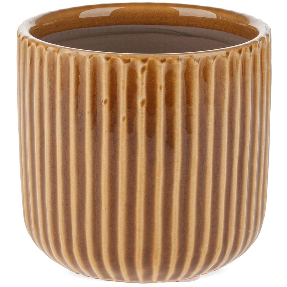 matches21 HOME & HOBBY Blumentopf »Übertopf mit Rillen Keramik orange