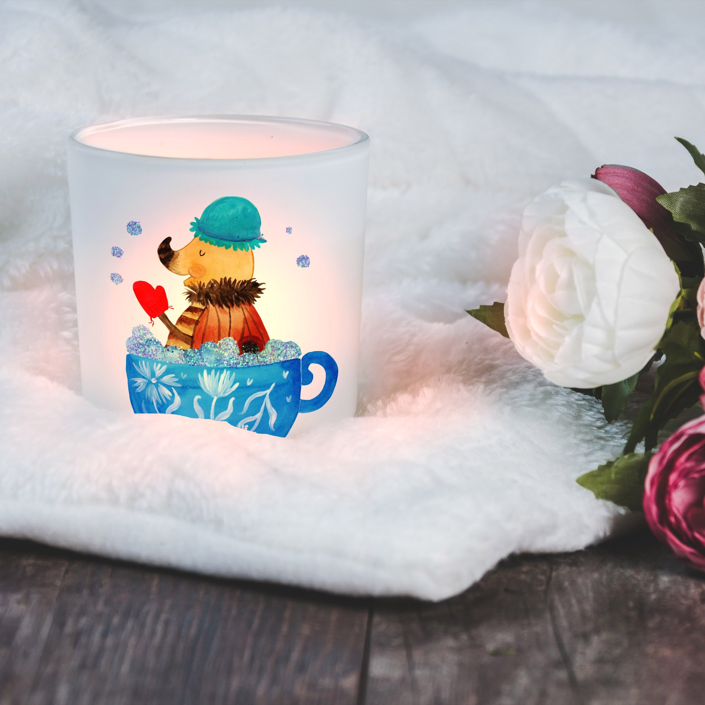 Mr. & Mrs. Panda Windlicht Nachtfalter Schaumbad - Transparent - Geschenk, Kerzenglas, lustige S (1 St)