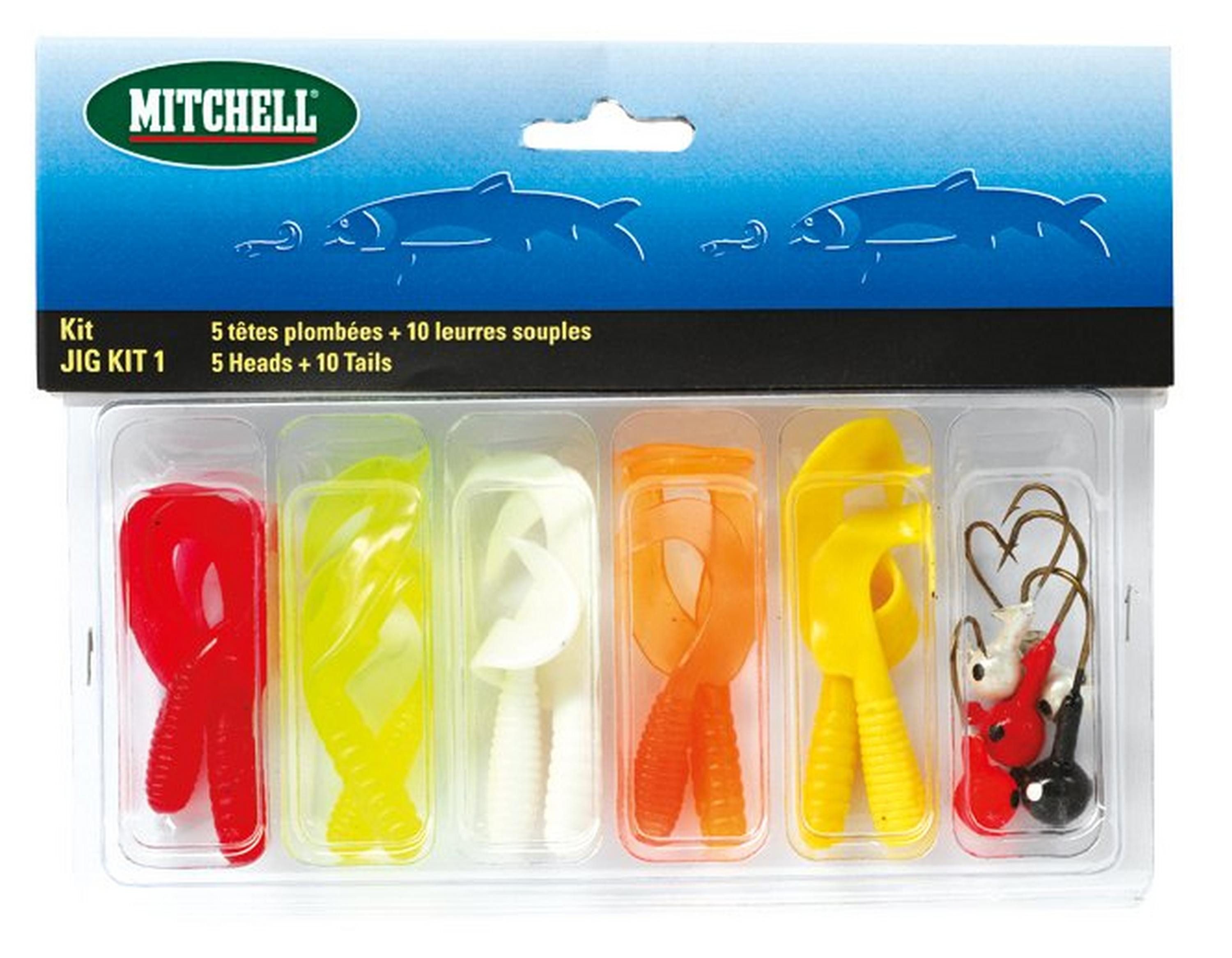 Mitchell Kunstköder Twister Jig Köpfe JKIT1 JIG KIT 2006 - 15 Teile SET Raubfische, (15-St), Tolle Цвета(ов)
