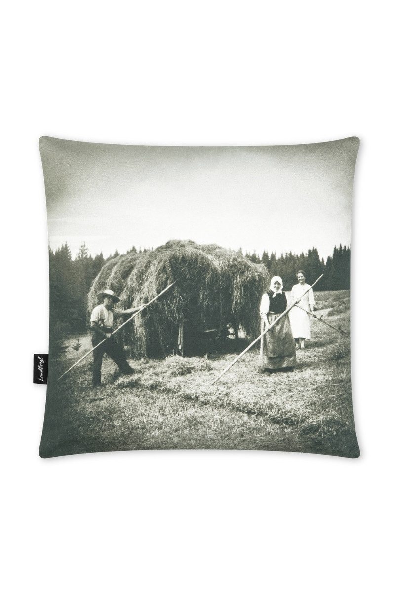 Landherzl Kissenhüllen Kissenhülle - HEUERNTE - schwarz/weiß