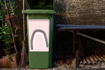 MuchoWow Wandsticker Regenbogen - Minimalismus - Rosa (1 St), Mülleimer-aufkleber, Mülltonne, Sticker, Container, Abfalbehälter