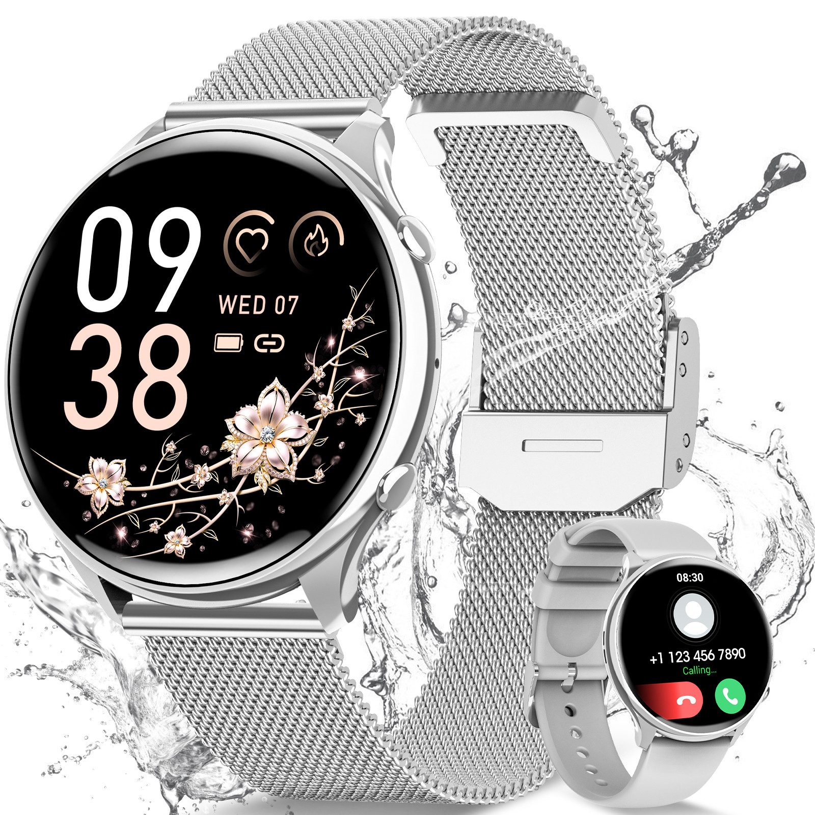 2025 Neueste Smartwatch Damen mit Bluetooth-Anruf und 100+ Sportmodi Smartwatch
