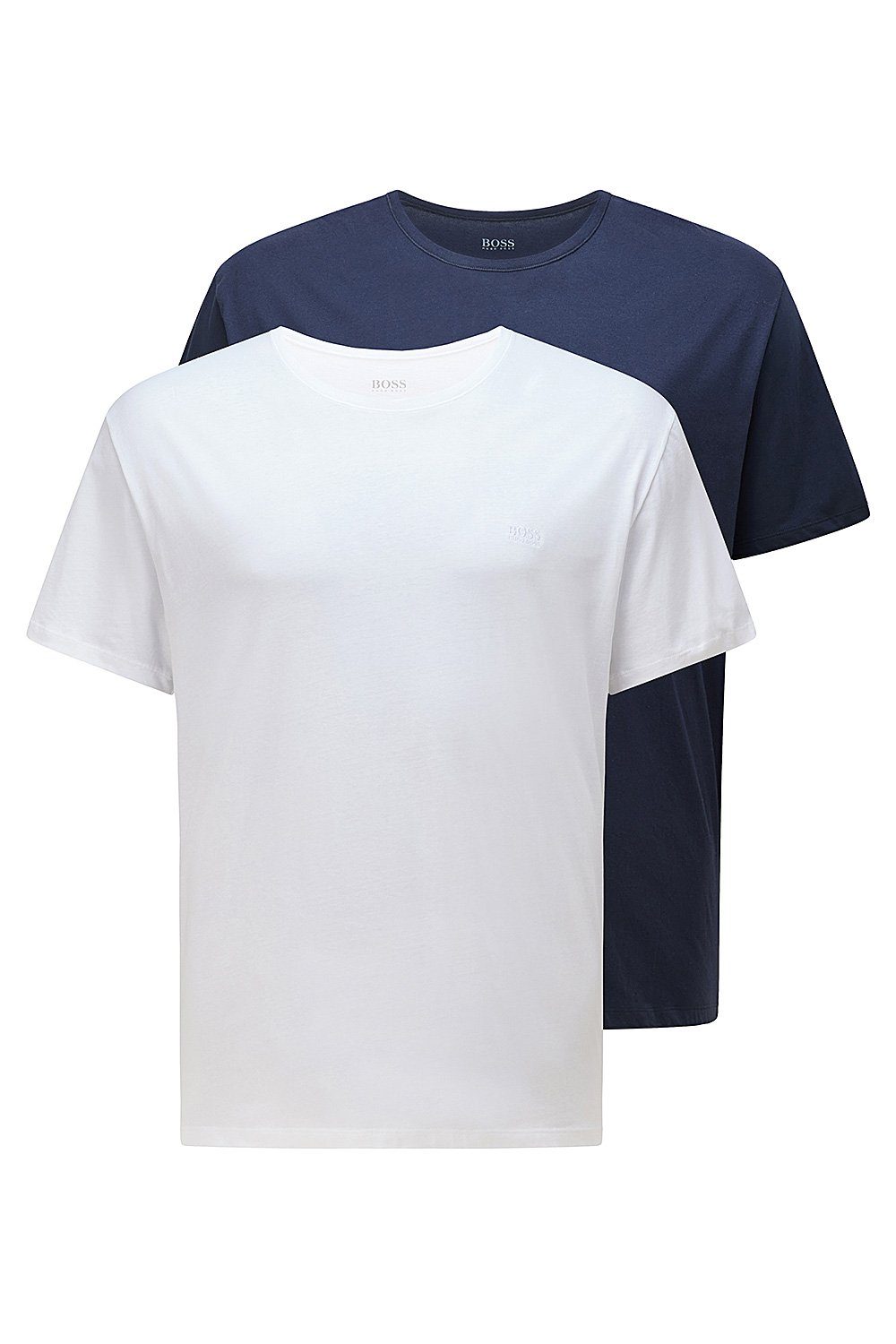 Tall Herren Blue aus Regular Größen Fit T-Shirt (Packung, Unterziehshirt & Baumwolle (461) 2-St., Big Open (Single Rundhals Große 2er-Pack) Jersey) 100% BOSS