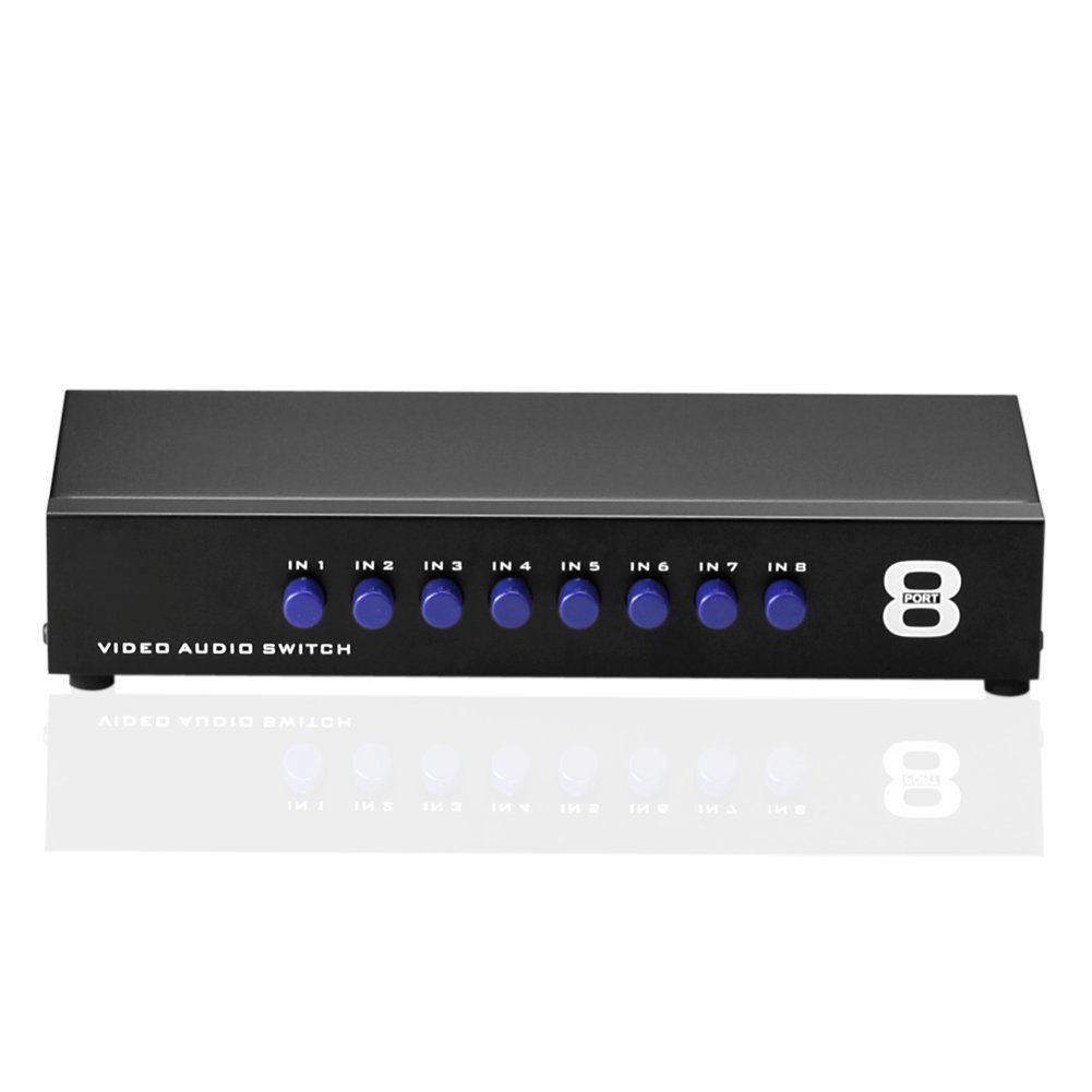 euroharry 8 AV Switch 8 in 1 heraus Audio Video L/R Splitter Schwarz Netzwerk-Switch – Bild 2 von 3