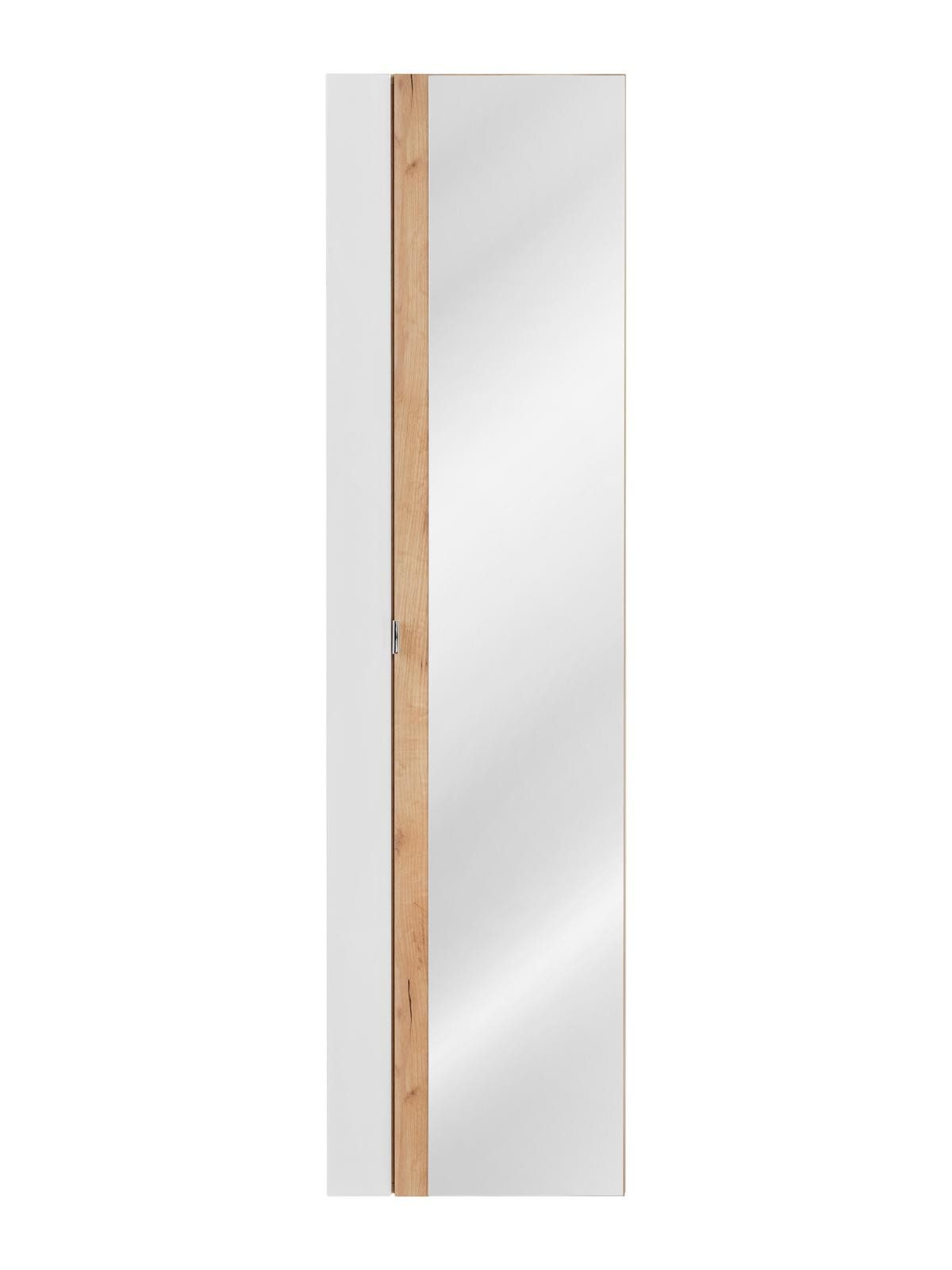JVmoebel Badezimmerspiegelschrank Hochschrank mit Spiegel in Weiß und Braun, aus Holz, mit Stauraum