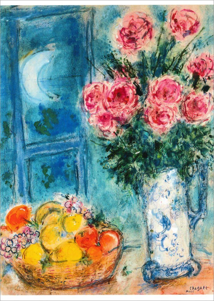 Postkarte Kunstkarte Marc Chagall "Bouquet de fleurs et fruits"