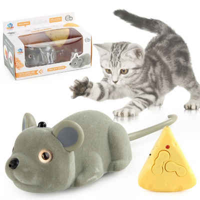 HUNKA Tierkuscheltier Maus-Katzenspielzeug,Fernbedienungssensor,wiederaufladbar