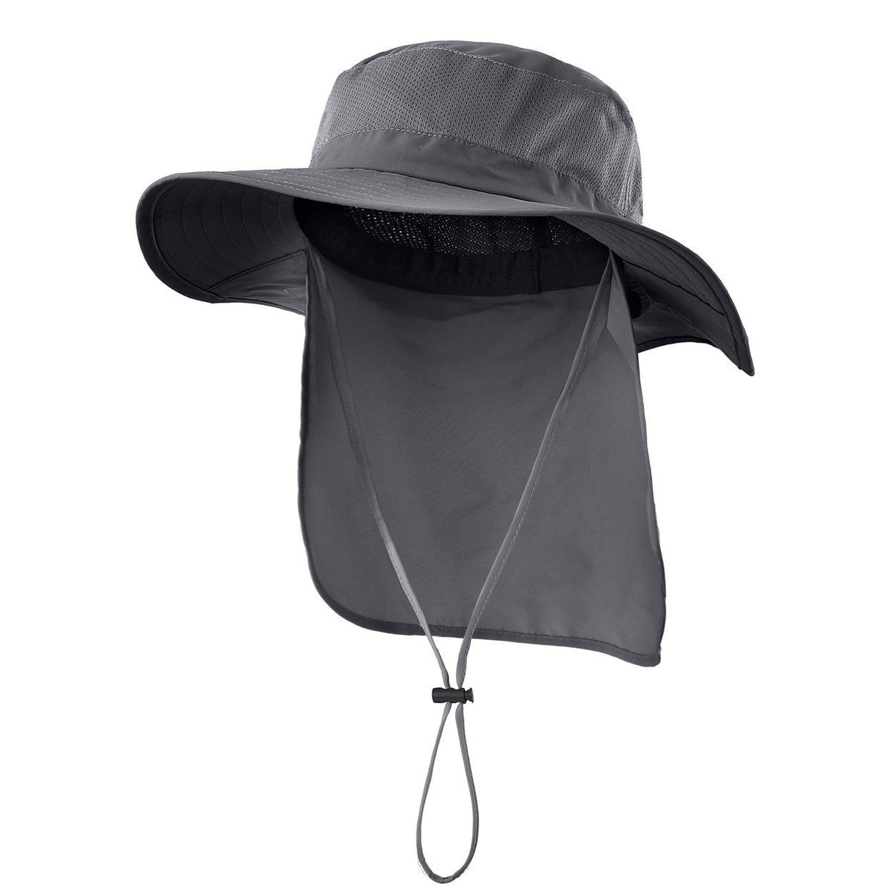 FOUORTUNATE-BEE Sonnenhut Outdoor-Sonnenhut Damen Herren mit breiter Krempe Mesh (mit Nackenklappe und Kinnriemen Sommer Hut, Faltbar und Schnell trocknend, Leichter) für Wandern, Strand und Reisen