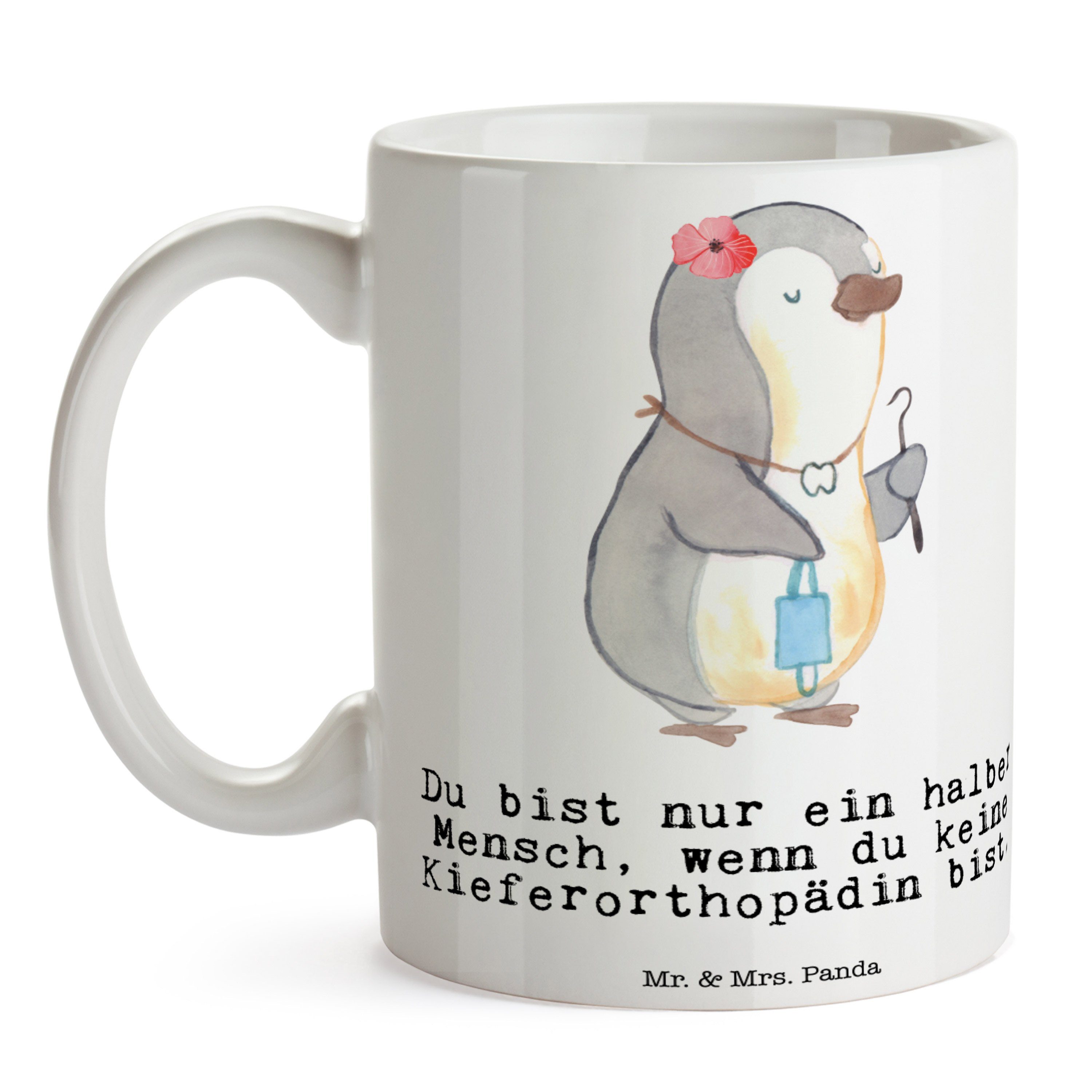 Mrs. Herz Geschenk, - Tasse Keramik Kieferorthopädin - Weiß Panda Tasse Geschenk Tasse, Mr. Sp, & mit