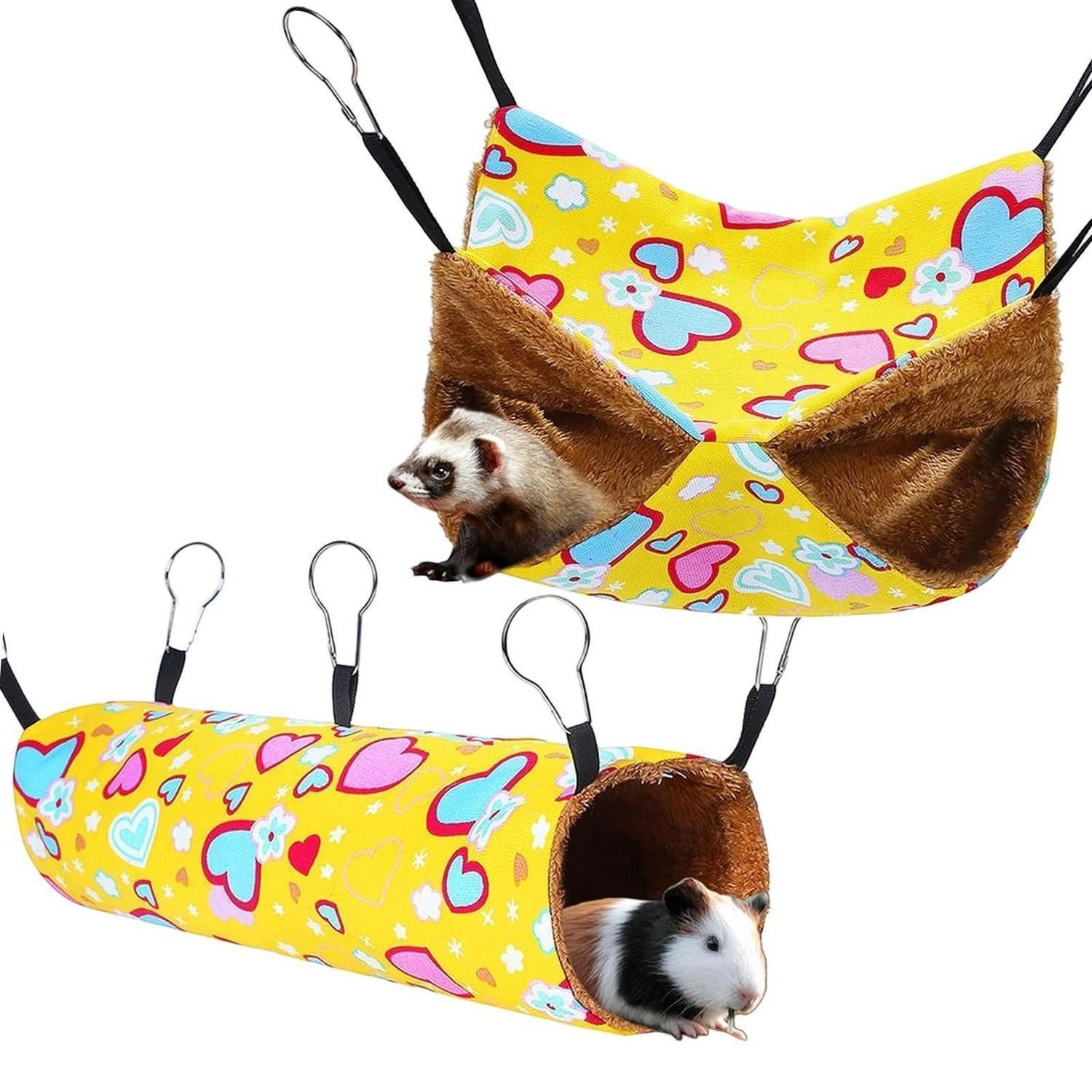 LuxusKollektion Katzen-Hängematte Meerschweinchen Hängematte & Tunnel 2tlg.