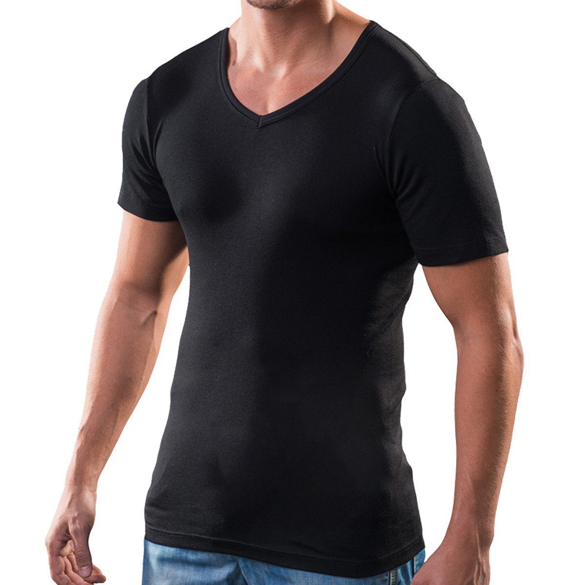 HERMKO Unterziehshirt 16488 Herren kurzarm Business Unterhemd V-Ausschnitt, günstig online kaufen