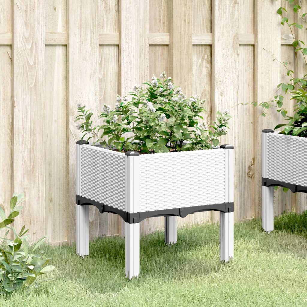 vidaXL Blumentopf Pflanzkasten mit Beinen Weiß günstig online kaufen