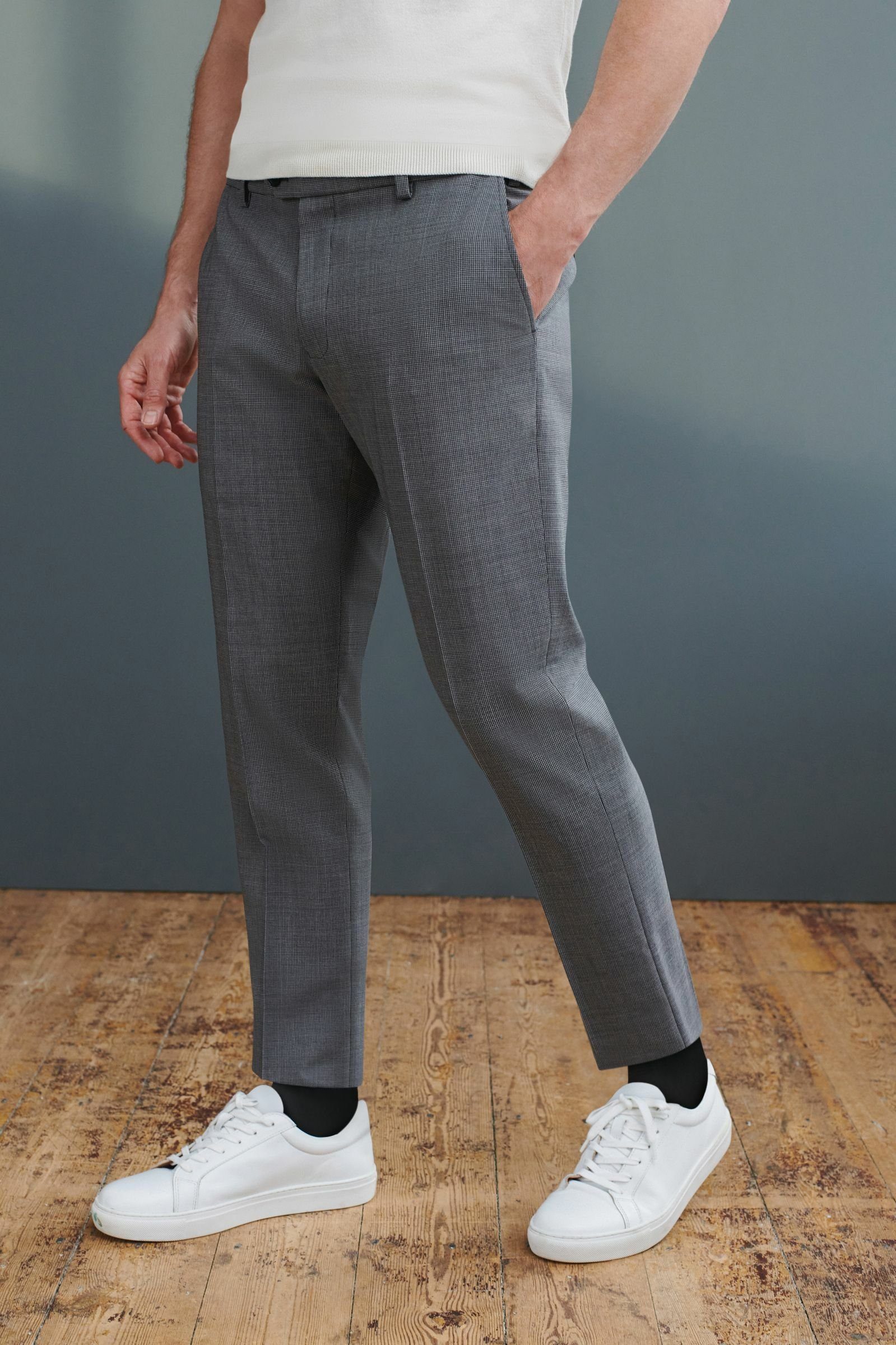 Next Anzughose Signature Motionflex Anzughose aus Wolle Slim Fit (1-tlg) Grey