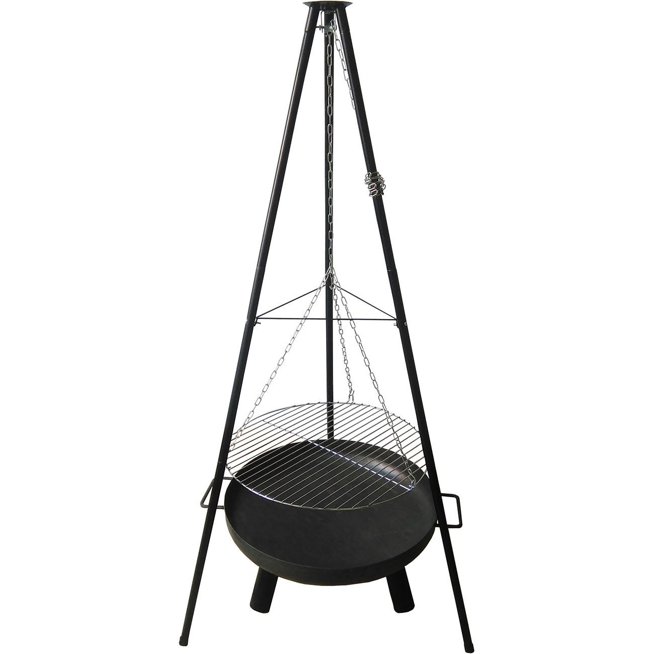 Westerholt Schwenkgrill Multifunktionsgrill 4in1 Dreibein Feuerschale Flammlachs Kessel Grill, Feuerschale Ø60 cm, Grillrost Ø55 cm, Dreibein 180 cm, Kessel 15  – Bild 3 von 5