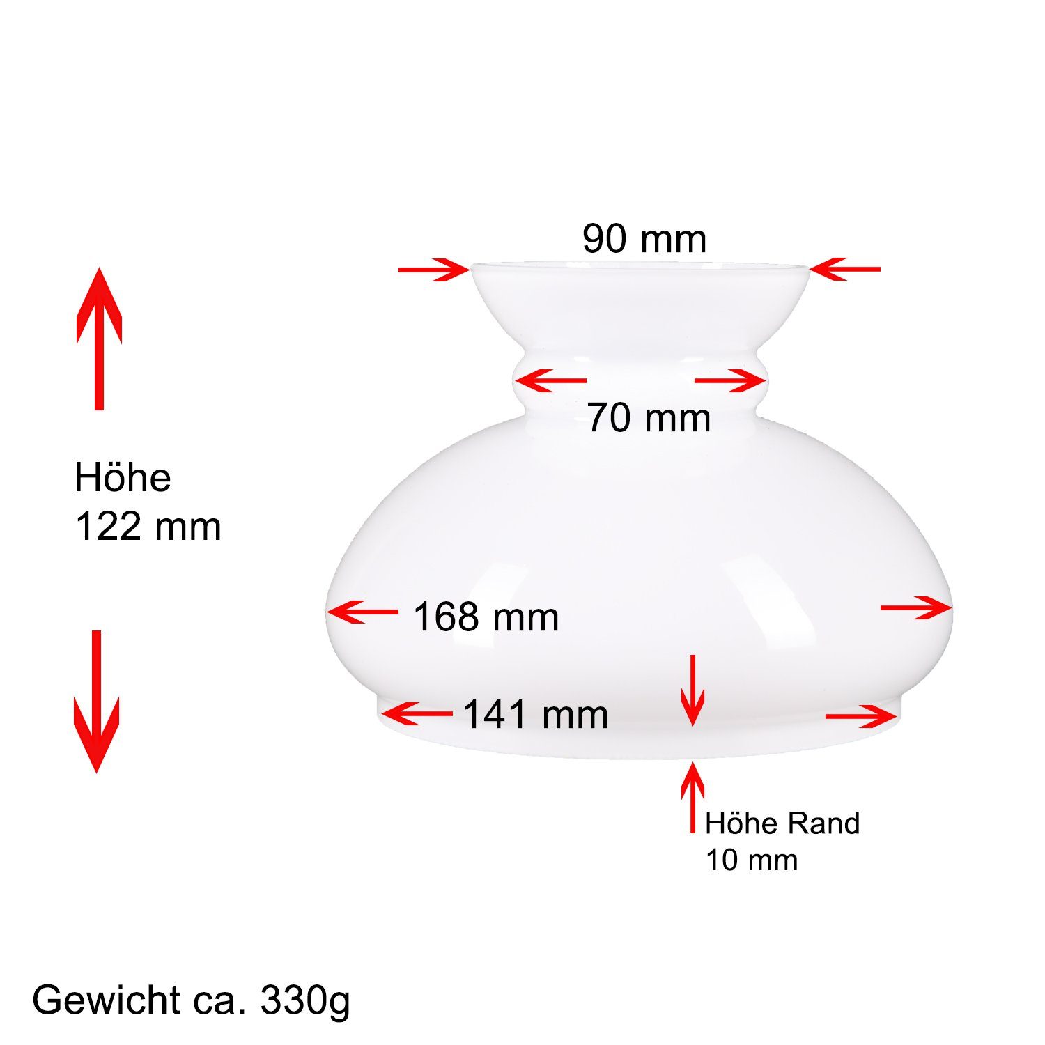 Home4Living Lampenschirm Lampenglas Petroleumglas Ersatzglas Ø 141mm glänzend Opalglas, Dekorativ