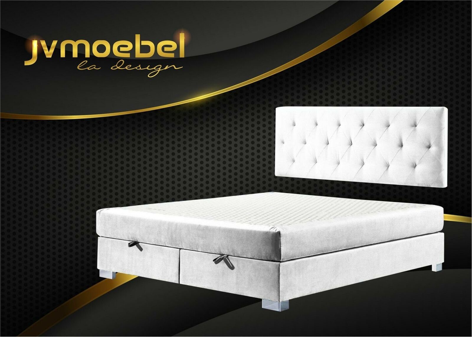 JVmoebel Bett, Luxus Boxspring Bett Betten Doppel Schlafzimmer Möbel Stoff Weiß