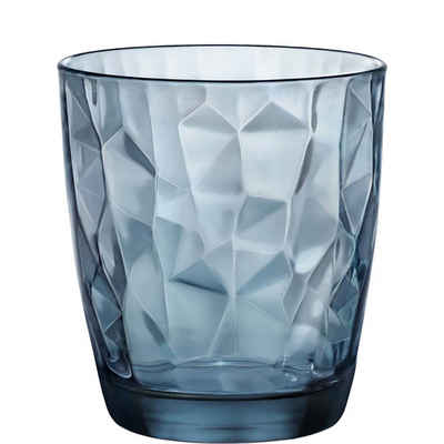Bormioli Rocco Tumbler-Glas Diamond, Glas, Ocean Blue Tumbler Trinkglas 390ml Glas blau 6 Stück