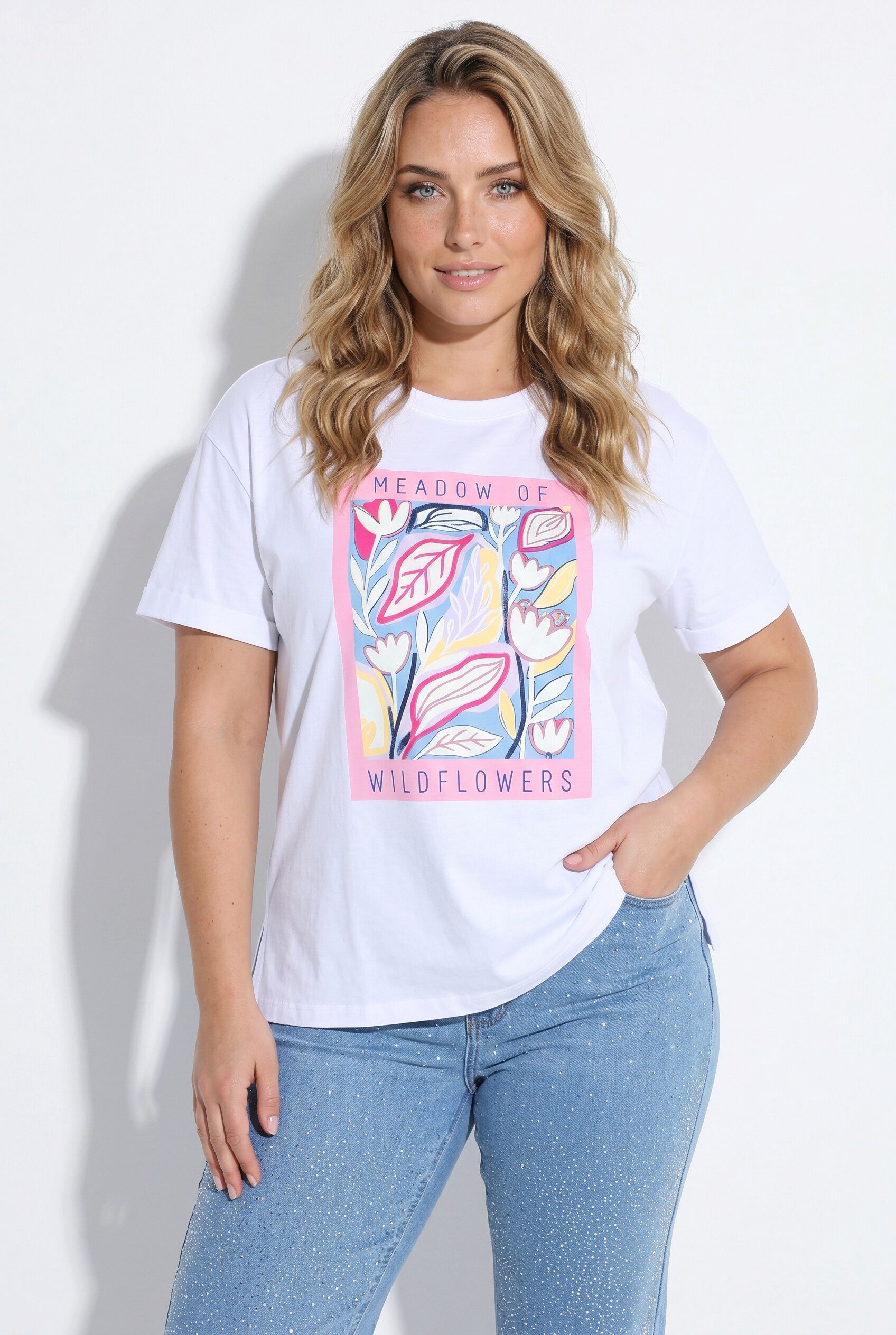 Angel of Style T-Shirt T-Shirt Boxy Fit Blumen-Motiv