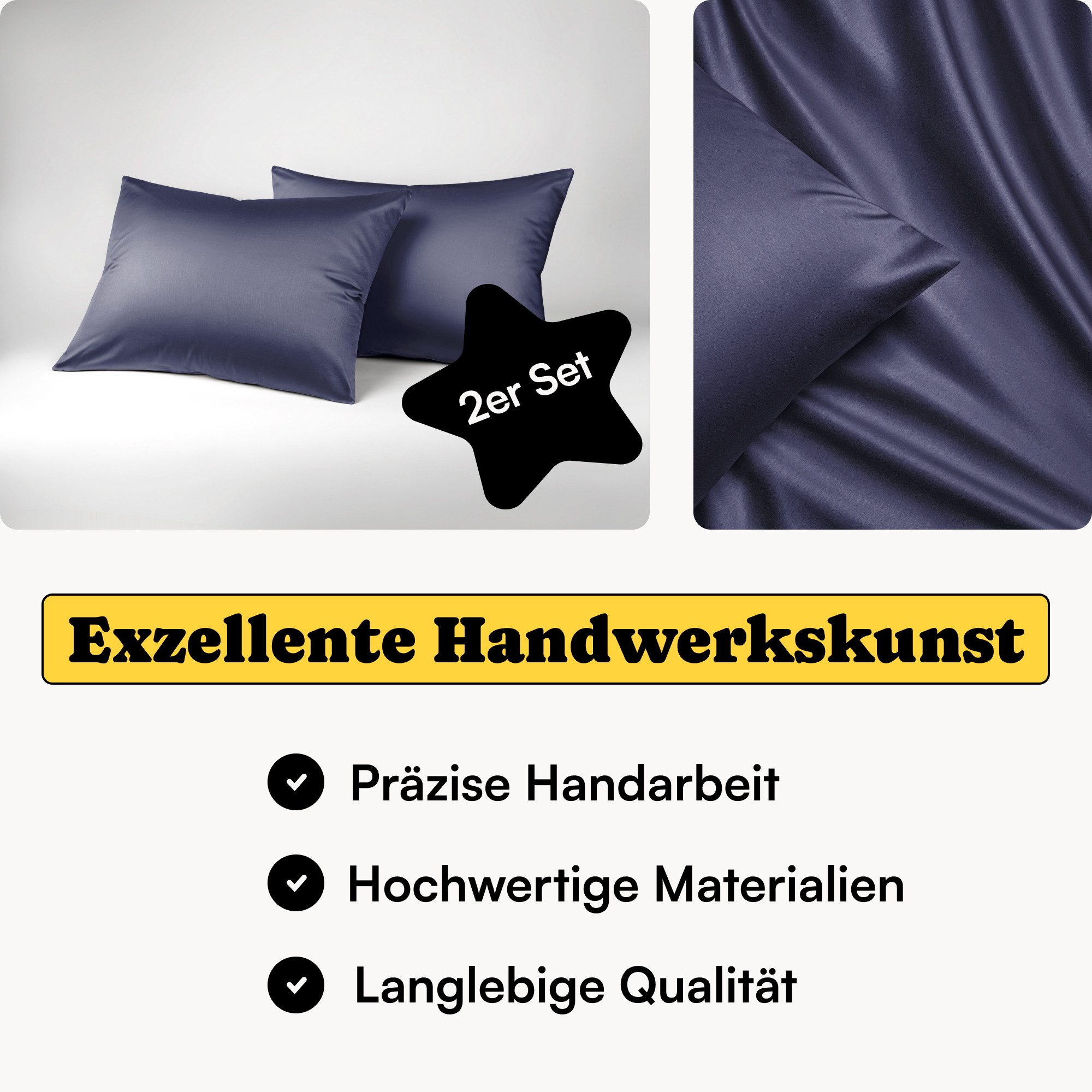 Seralino Kissenbezüge Set aus 100% Lyocell (Tencel) in Gr. 40x80, 80x80, 40x60cm, (2 Stück), besonders weich, schnelltrocknend, atmungsaktiv, aus Eukalyptusfasern