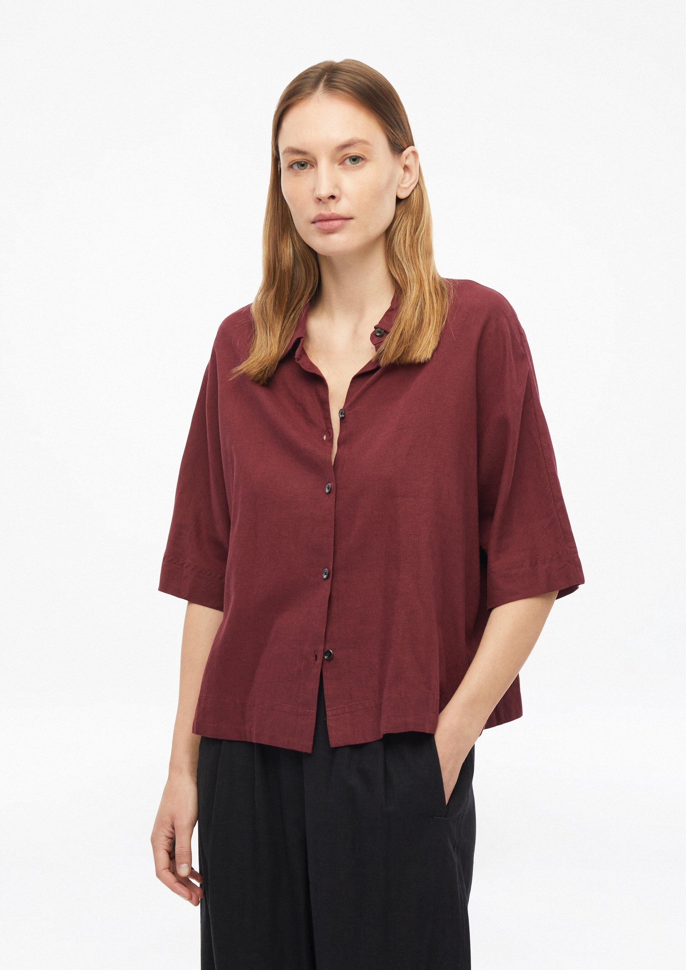 s.Oliver Kurzarmbluse Bluse Kurzarm-Bluse aus Leinenmix