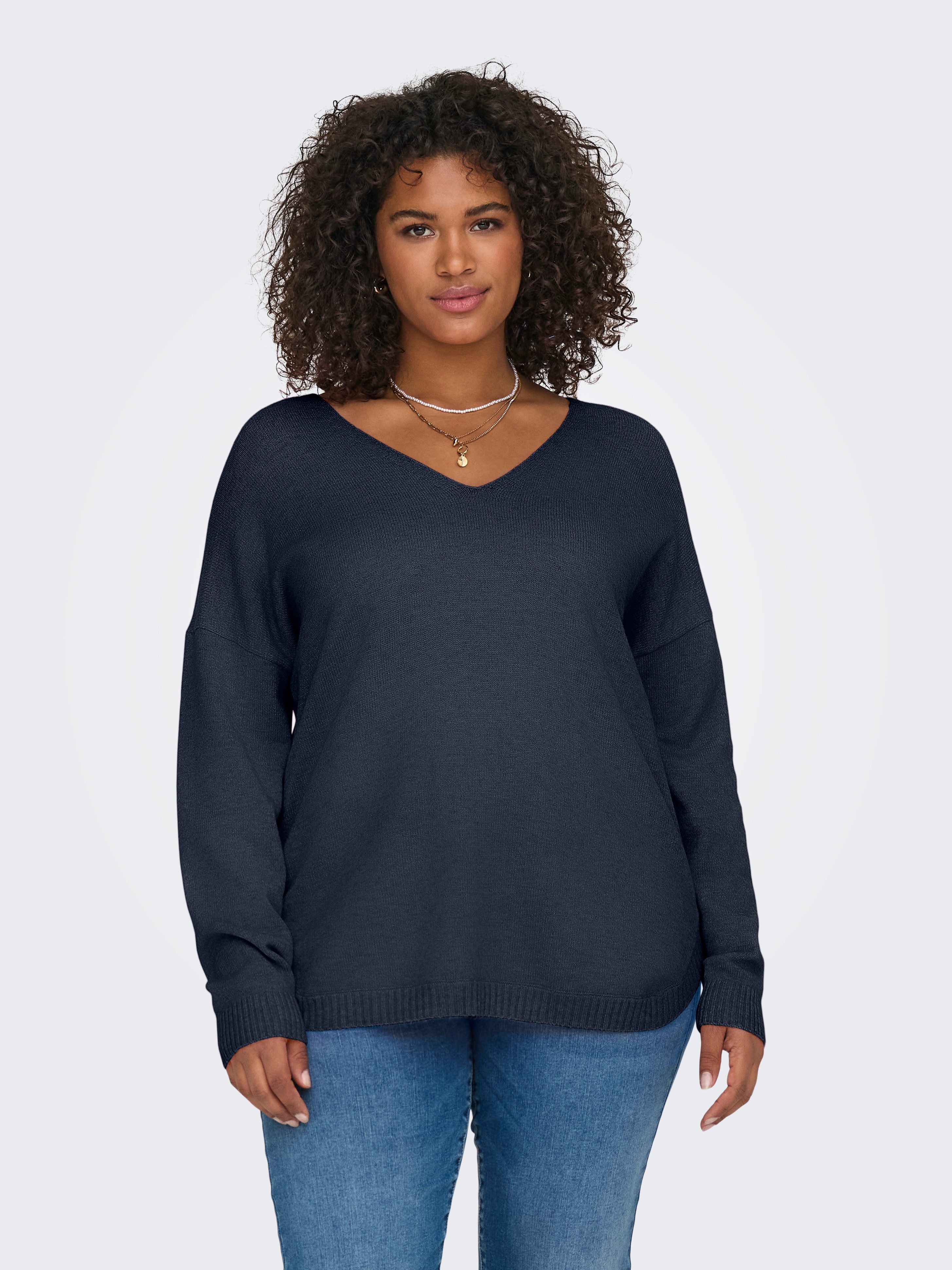 ONLY CARMAKOMA V-Ausschnitt-Pullover CARMARGARETA LS PULLOVER KNT NOOS Viskosemischung, regular fit