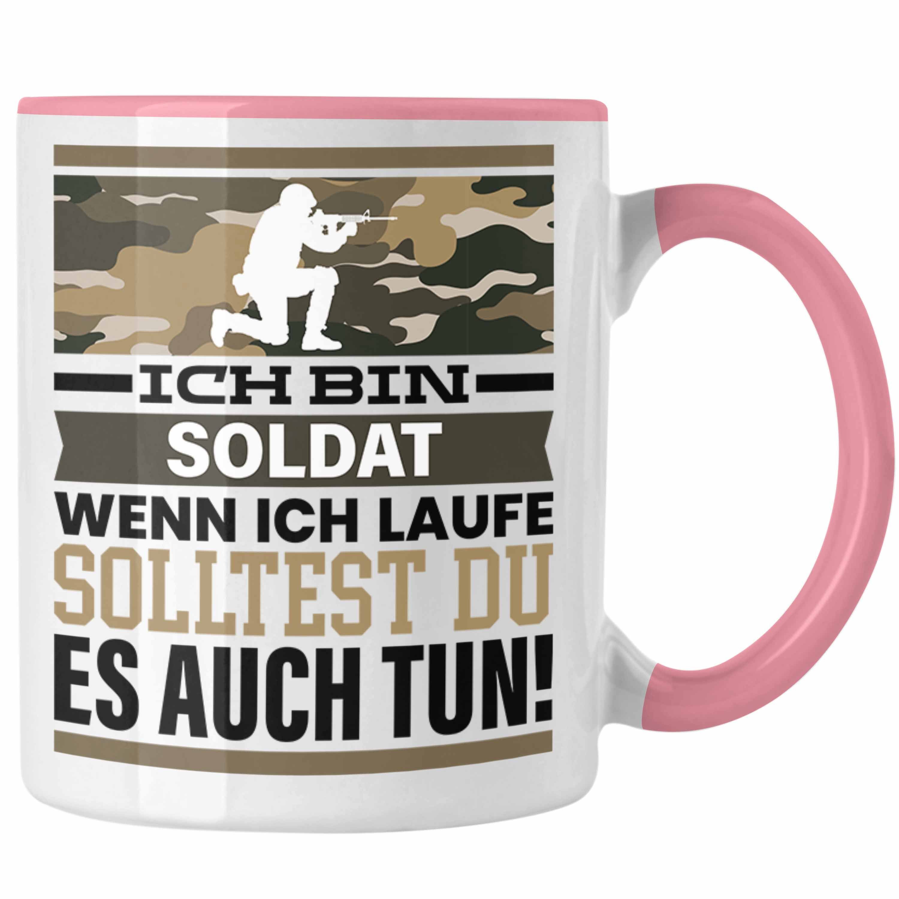 Trendation Tasse Soldat Tasse Geschenk Spruch Männer Geschenkidee Wenn Ich Renne Sollte Rosa