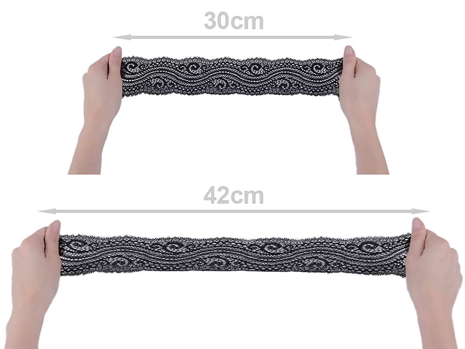 maDDma Stoff 1m extravagante elastische Spitze, 65mm breit, rot