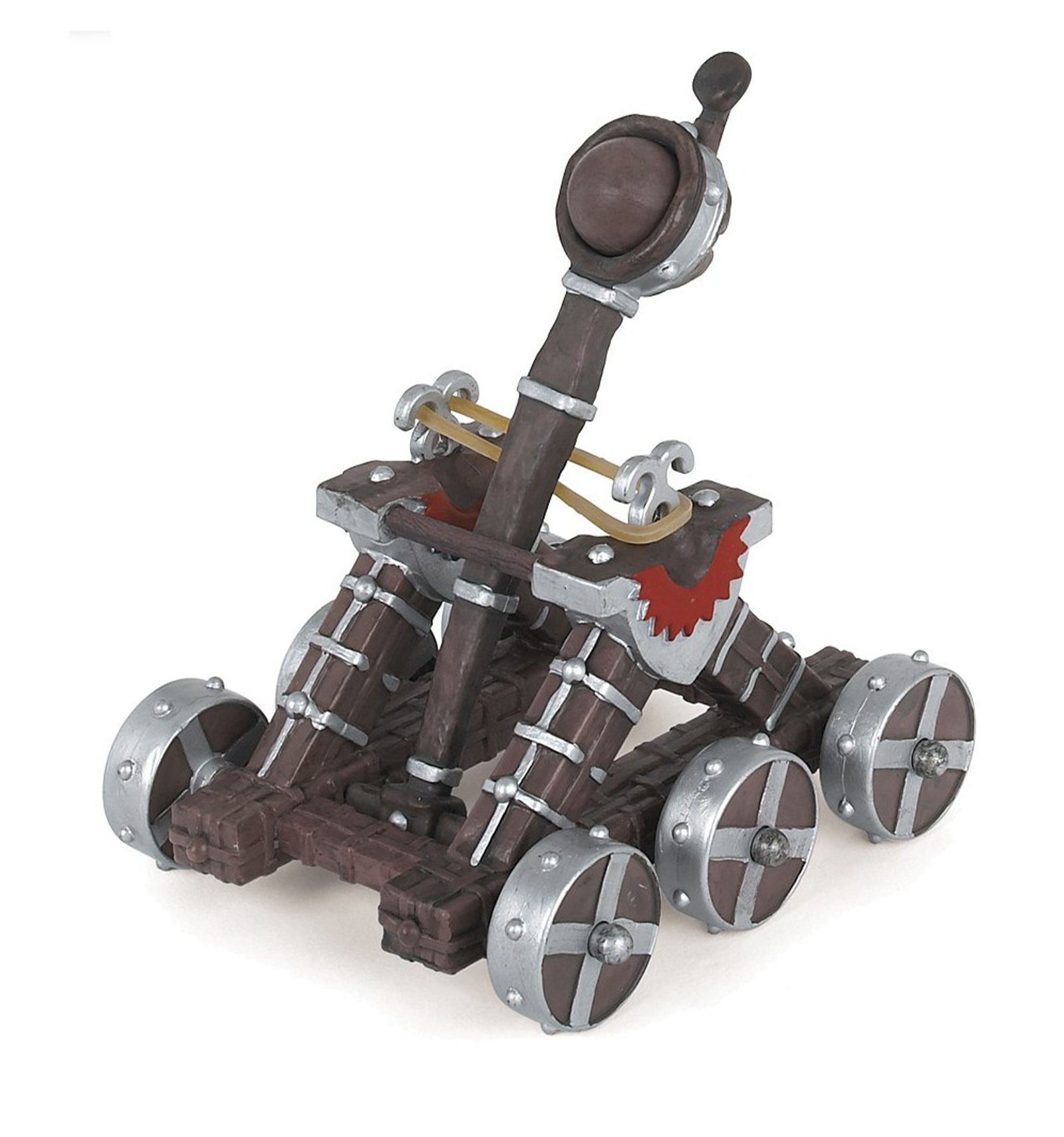 Spielfigur Katapult mit funktionierendem Gummizug und Geschoss
