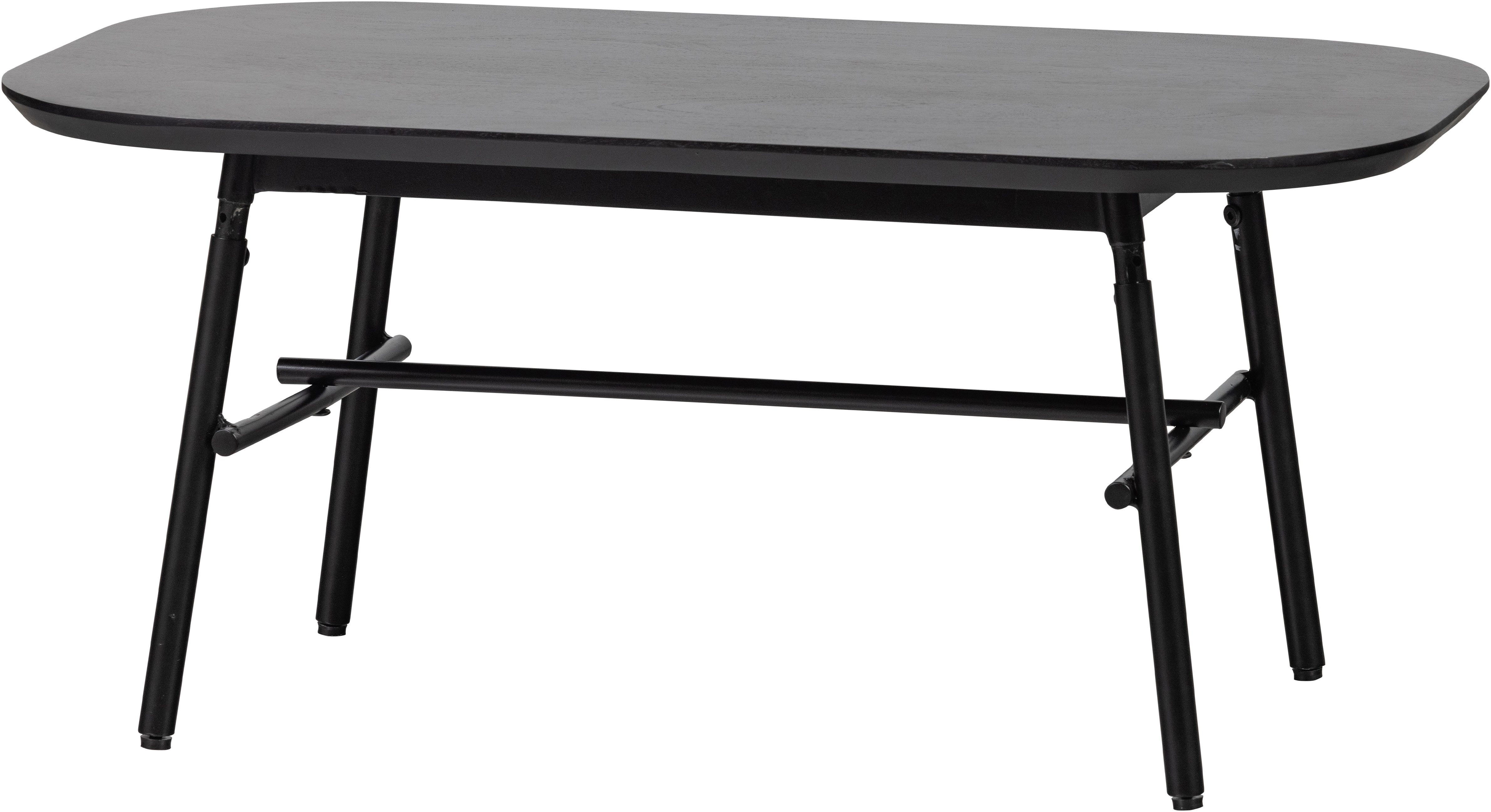 WOOOD Couchtisch Elegance mit Massivmangoholz und Metallgestell B 100 x T 60 x H 43 cm, Tischblattdicke 3 cm, Querstange zur Verstärkung, Metallgestell Ø 3 cm
