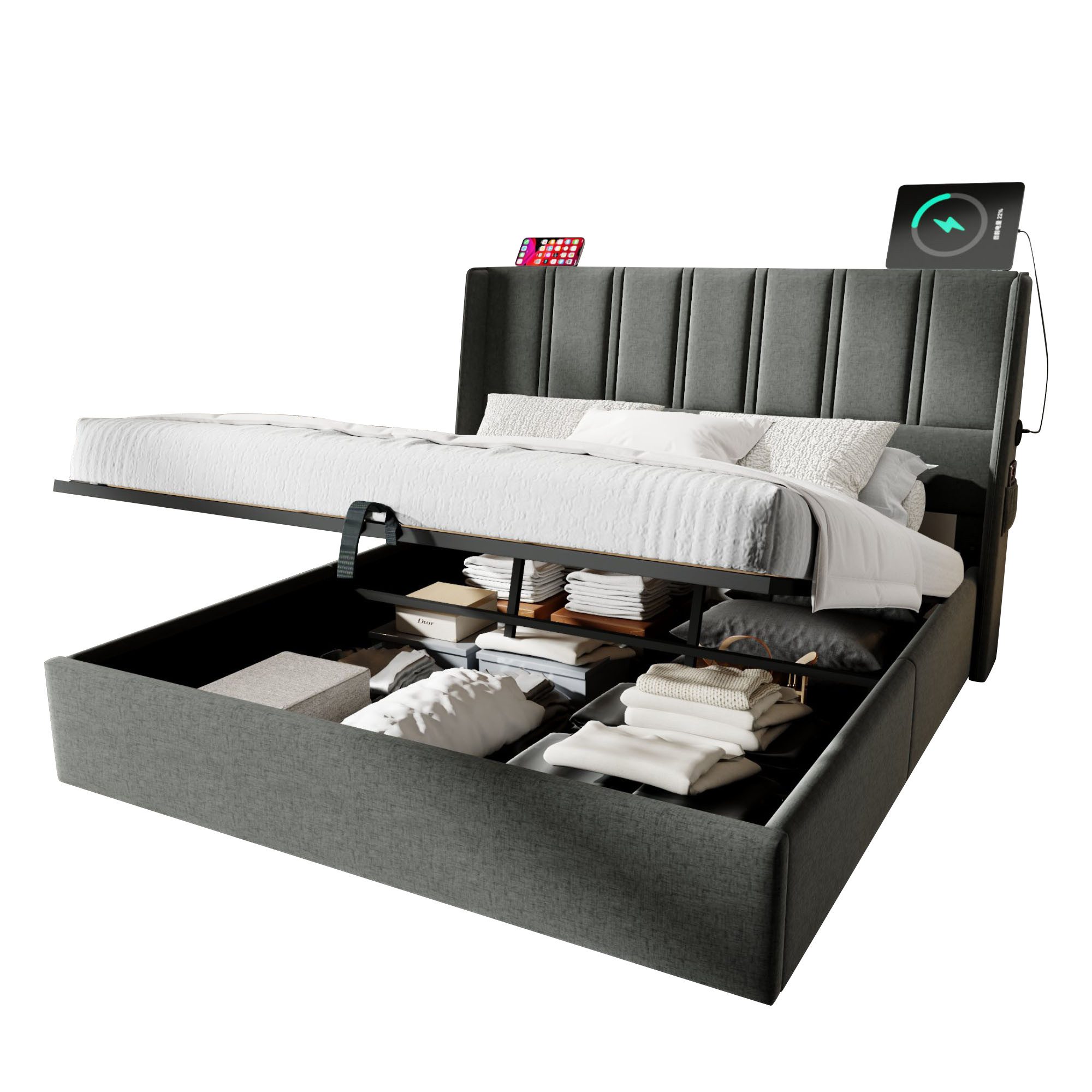 Flieks Polsterbett, Hydraulisches Doppelbett 160x200cm mit günstig online kaufen