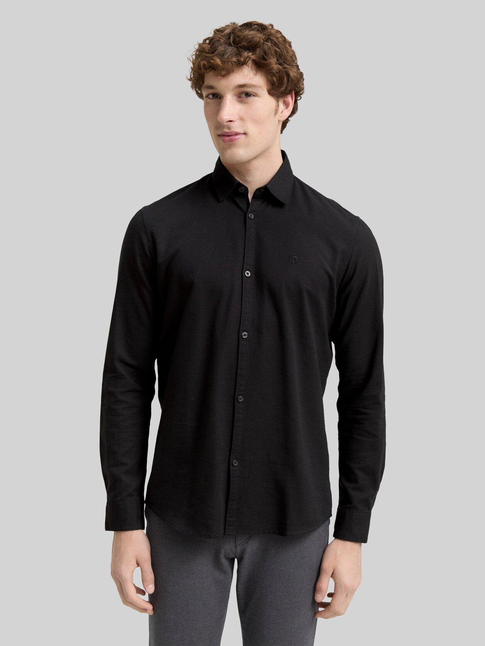 TOM TAILOR Denim Langarmhemd Blusen & Shirts Regular Fit Hemd mit Logo-Stickerei